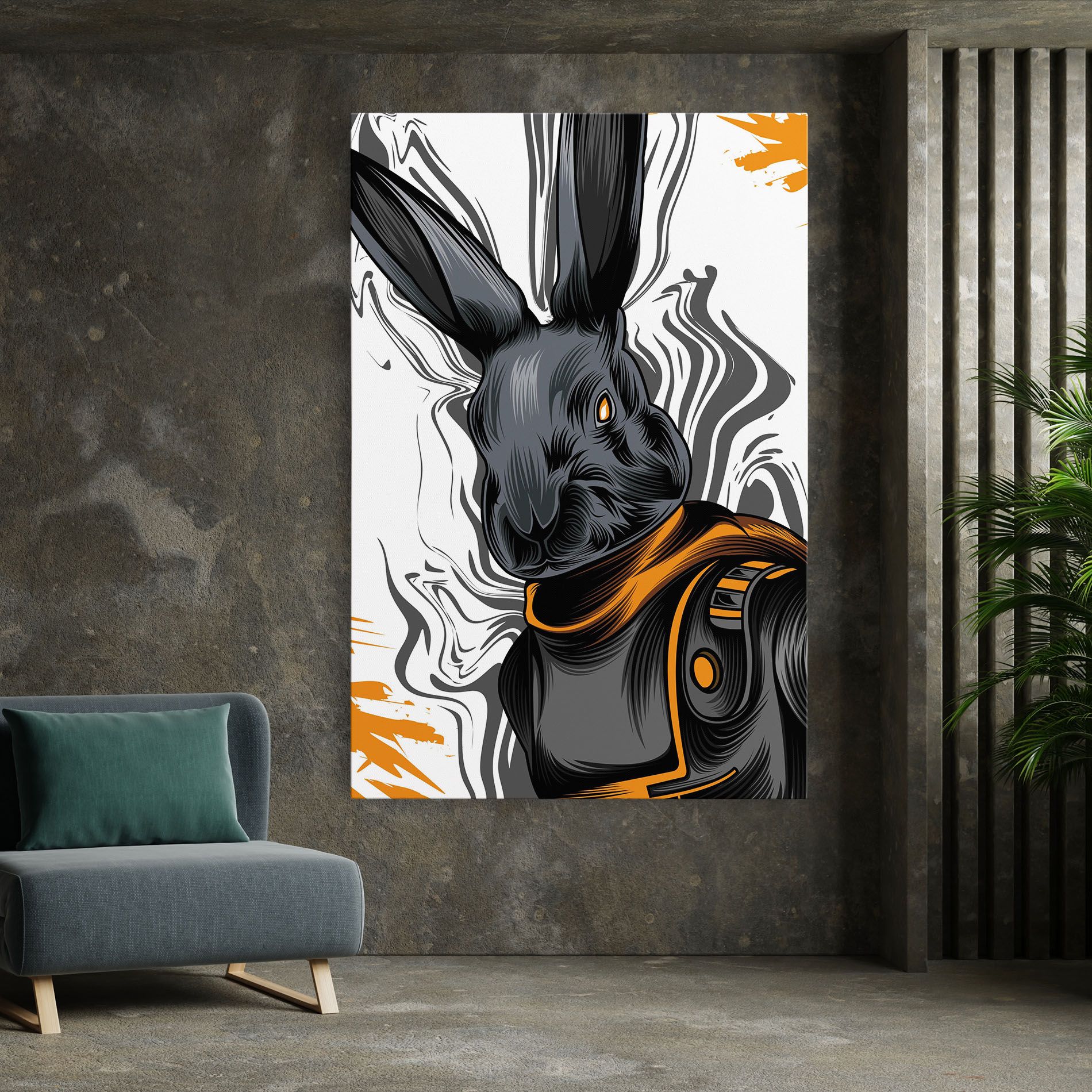 Cyborg Yellow Bunny mockup 7