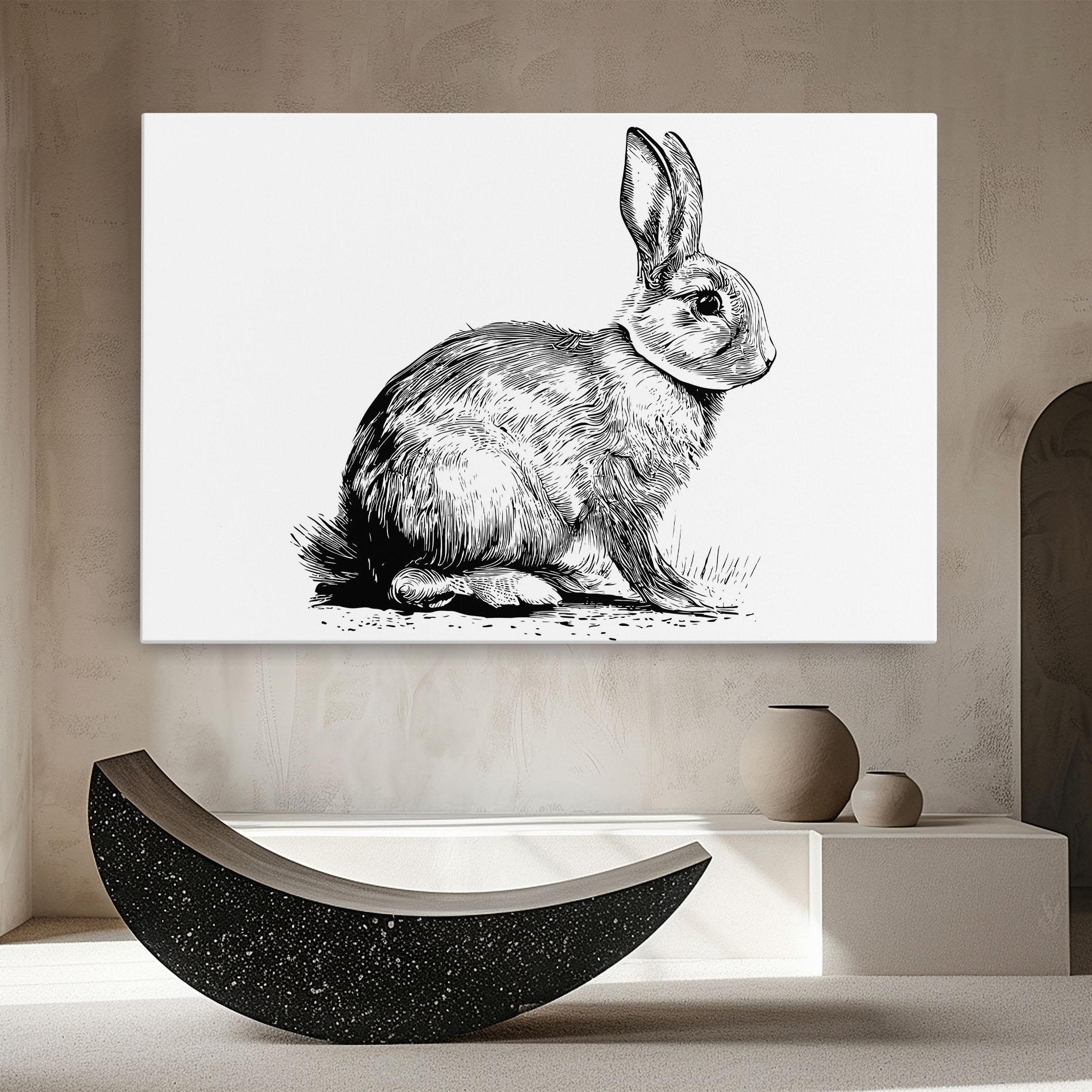 Tablou Canvas Bunny Black Lines mockup 8