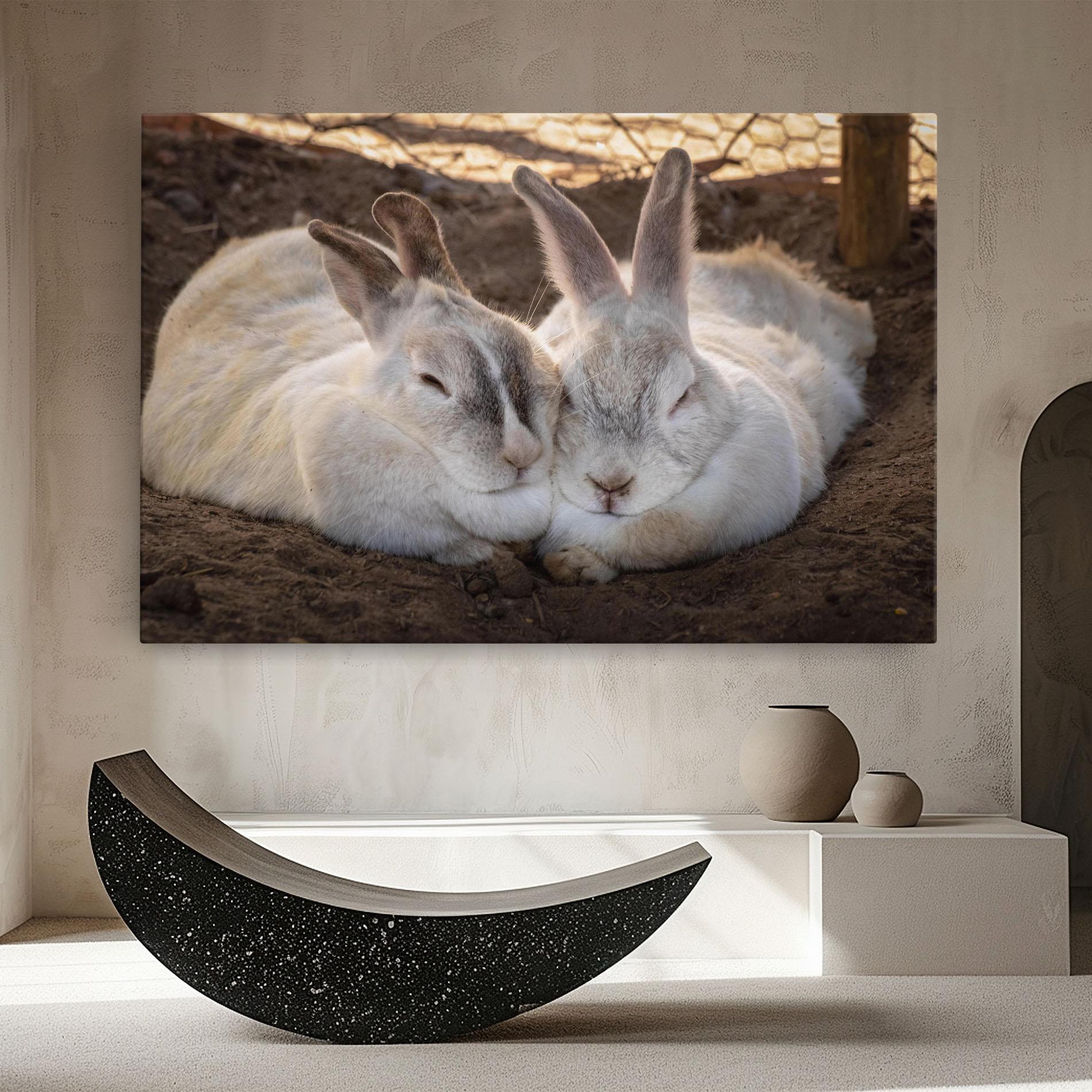 Tablou Canvas Light Grey Bunny Sleeping mockup 8