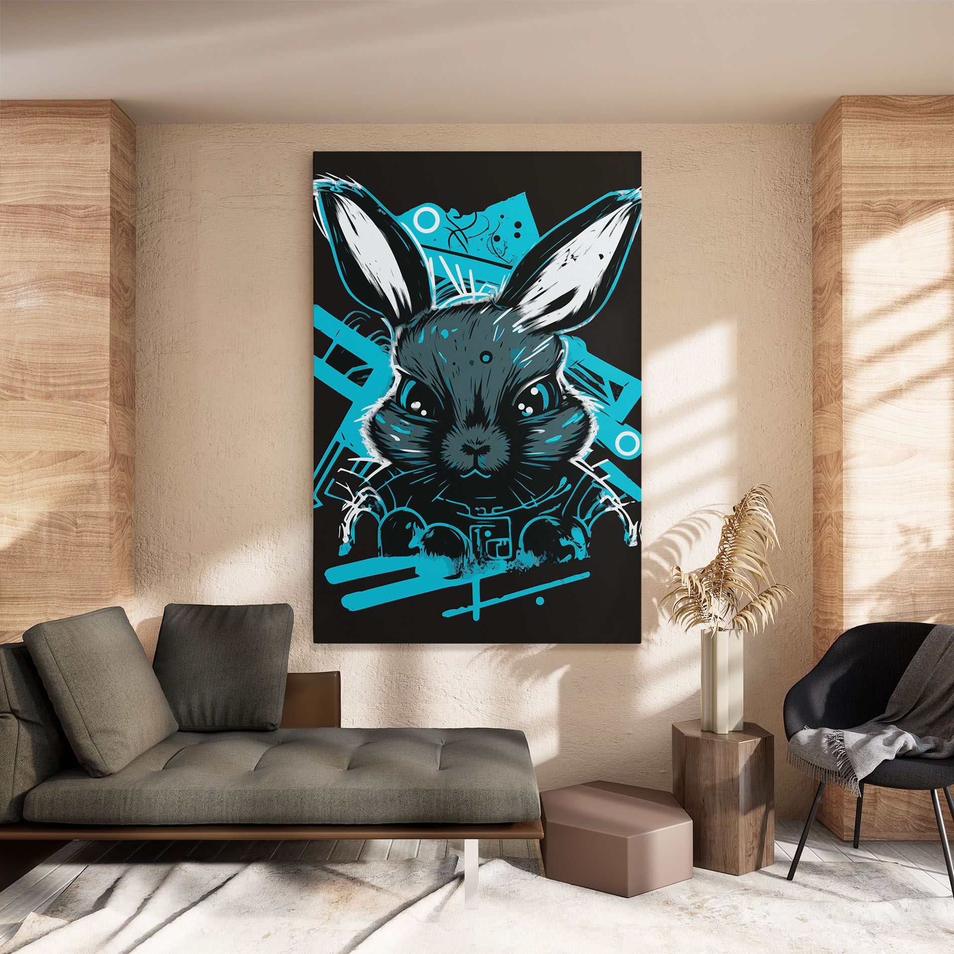 Grey Blue Bunny mockup 8