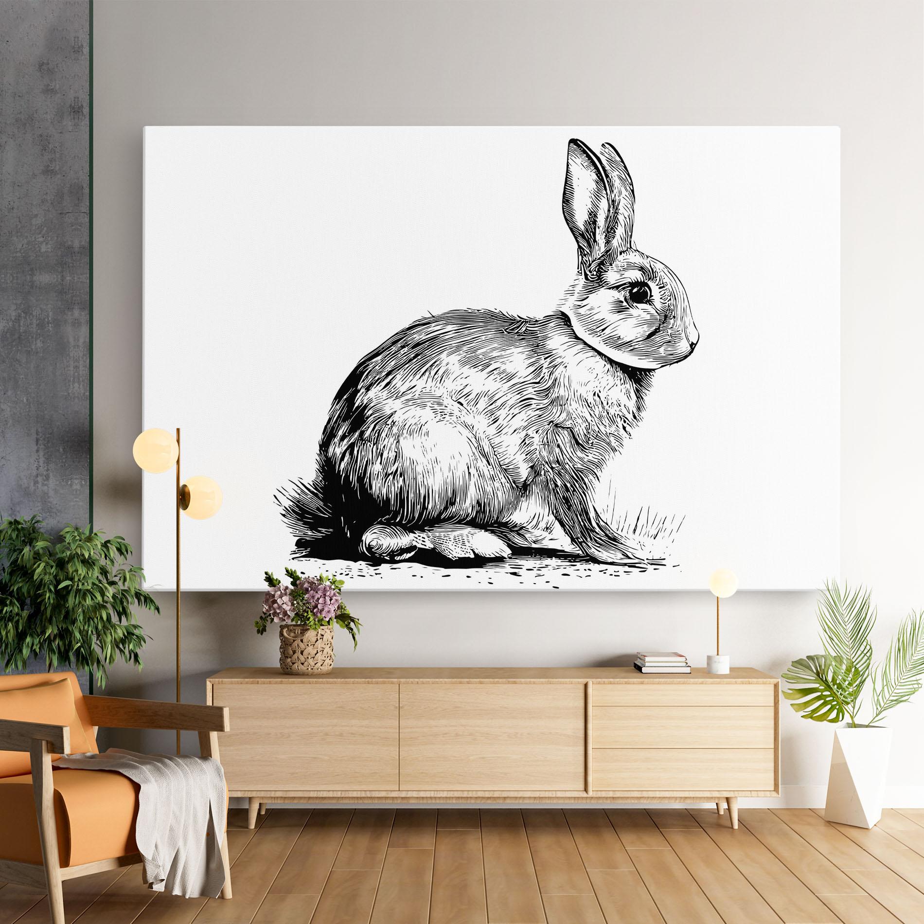 Tablou Canvas Bunny Black Lines mockup 9