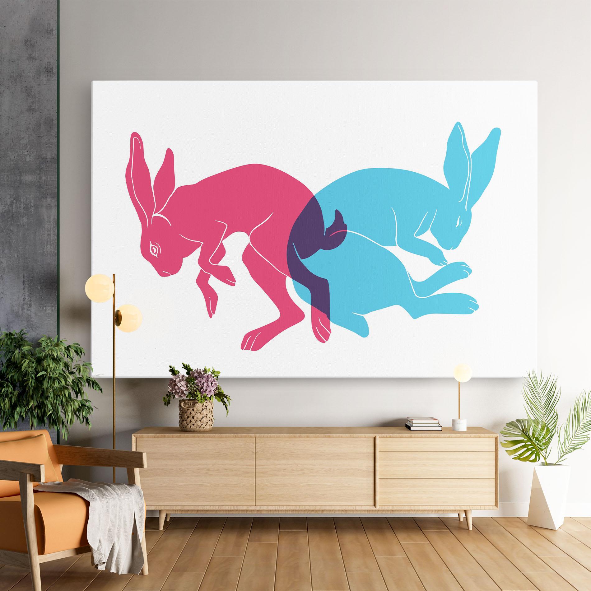 Tablou Canvas Rabbits Riso mockup 9