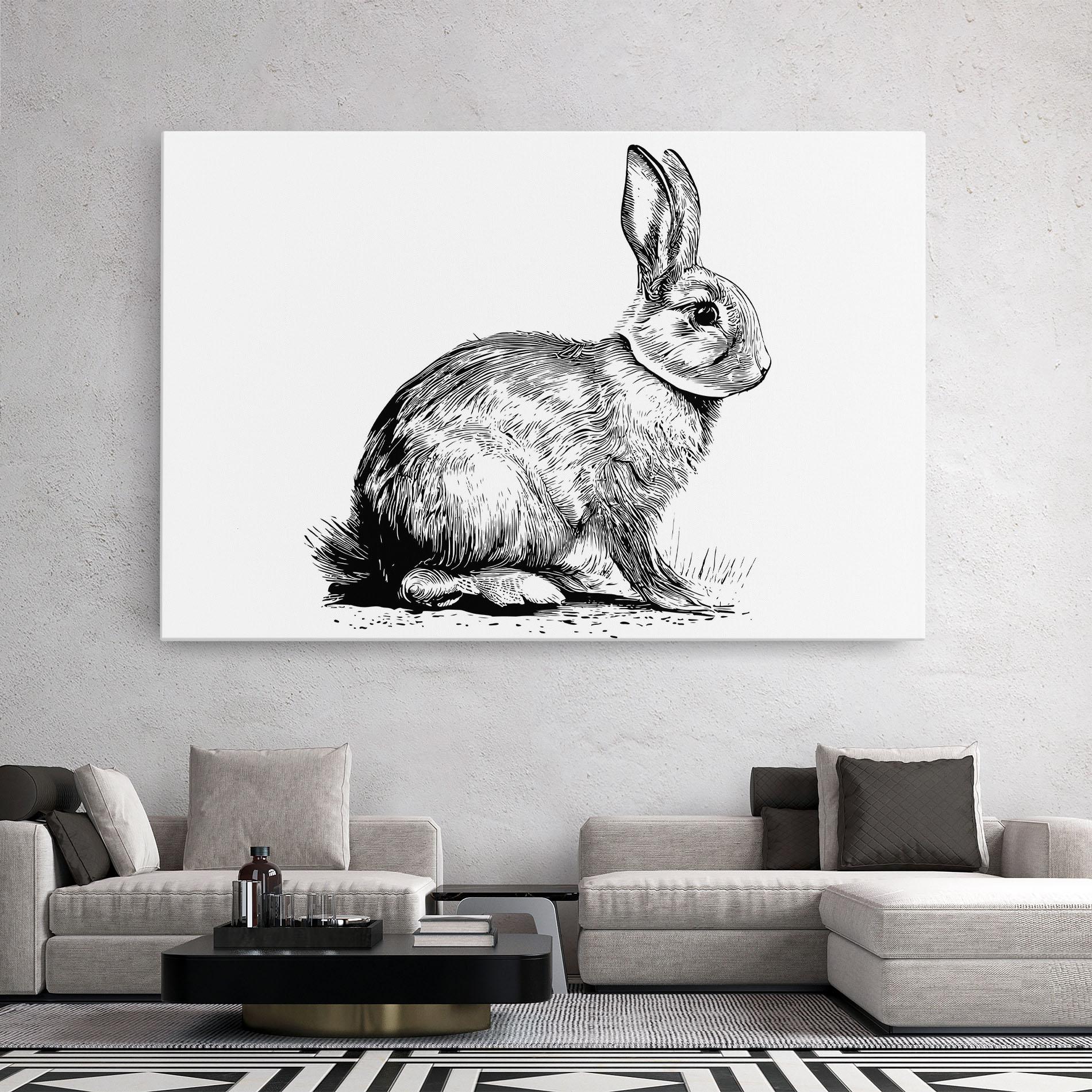 Tablou Canvas Bunny Black Lines mockup 2