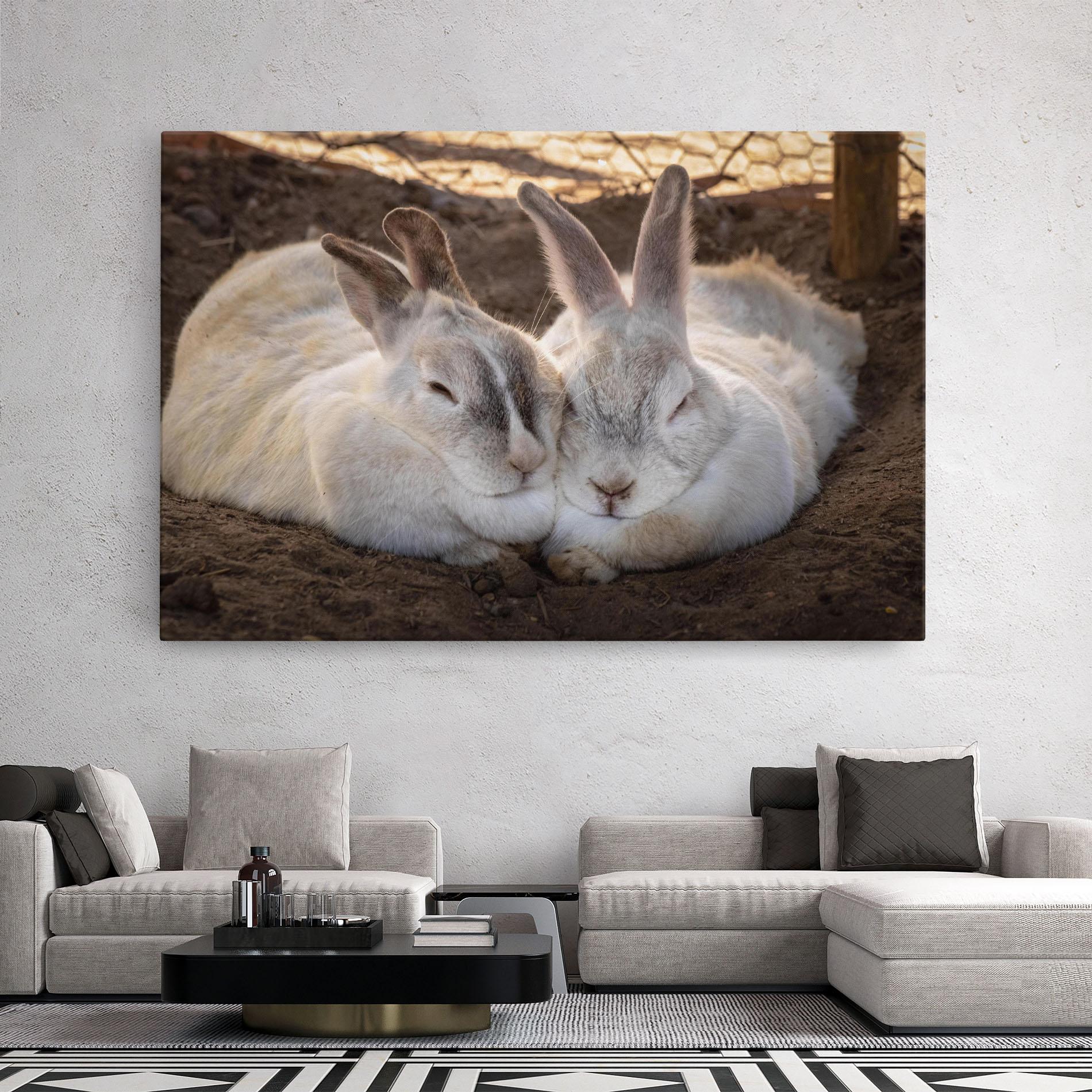 Tablou Canvas Light Grey Bunny Sleeping mockup 2