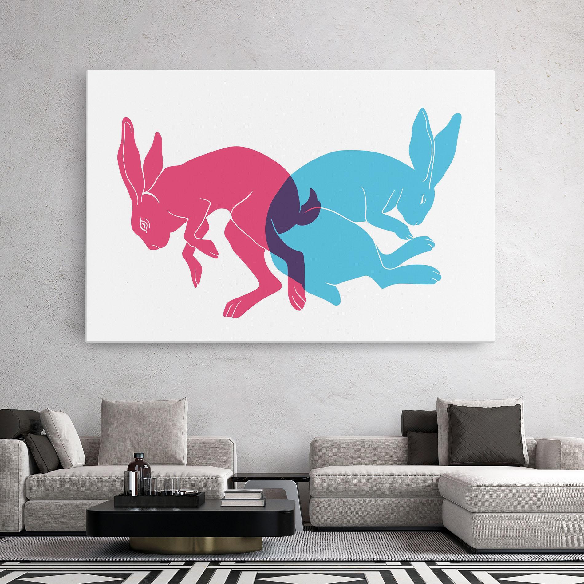 Tablou Canvas Rabbits Riso mockup 2