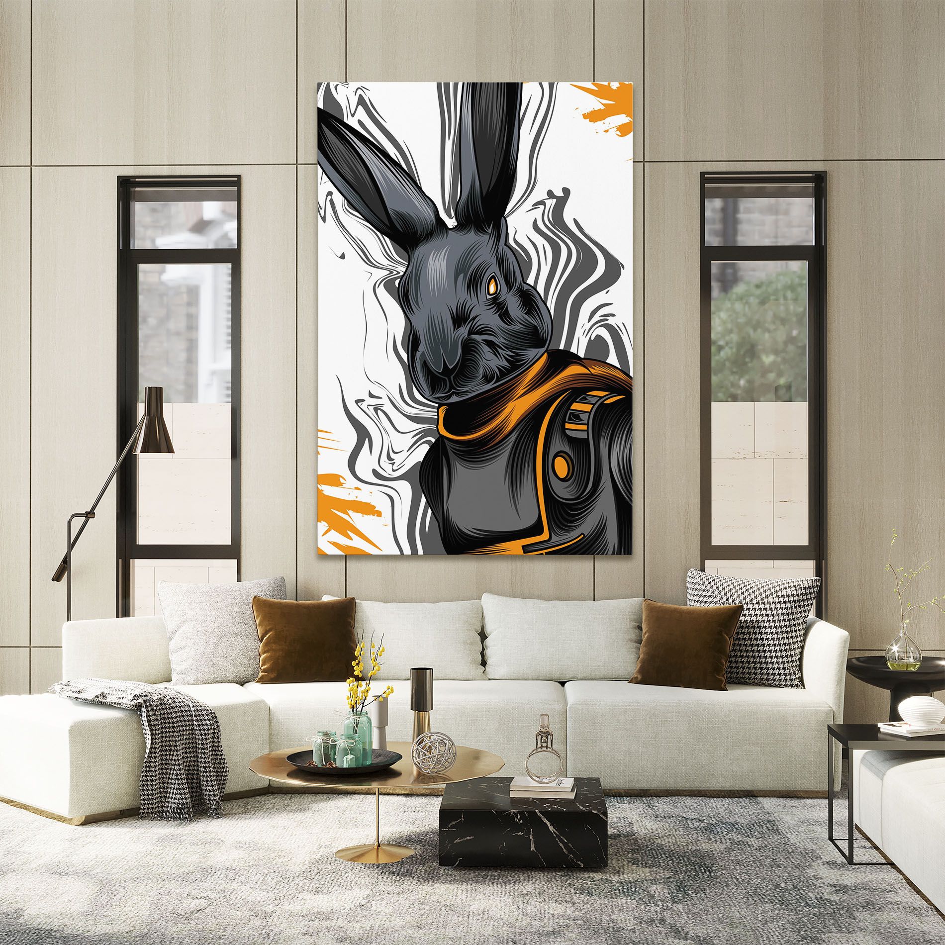 Cyborg Yellow Bunny mockup 2