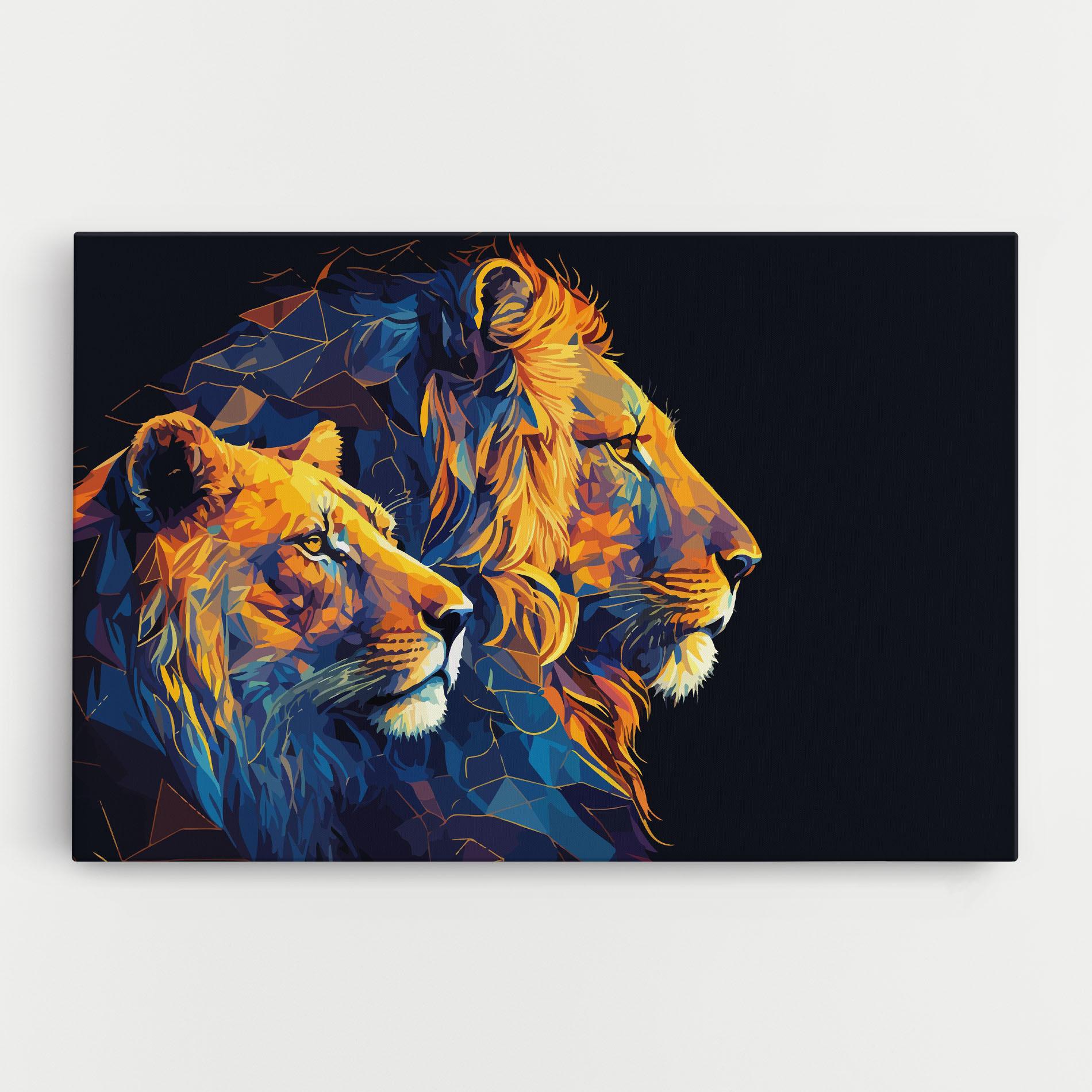 Tablou Canvas Orange Blue Lion mockup 0