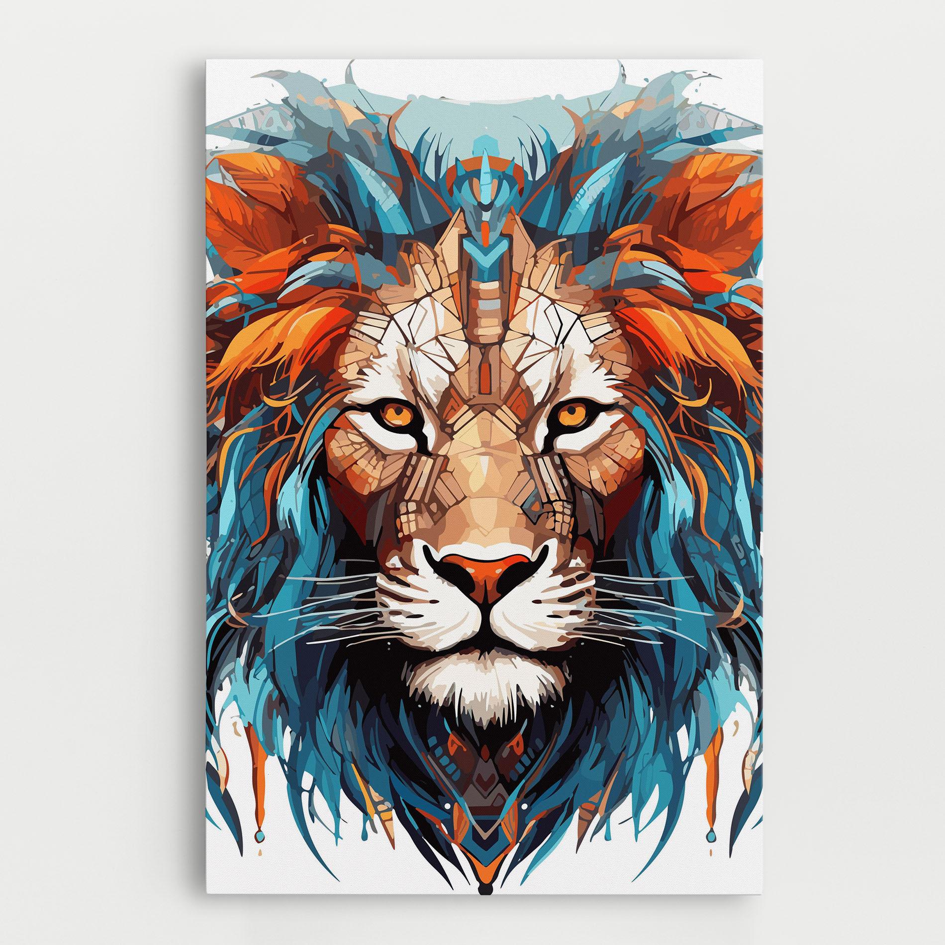 Tablou Canvas Blue Orange Lion mockup 0
