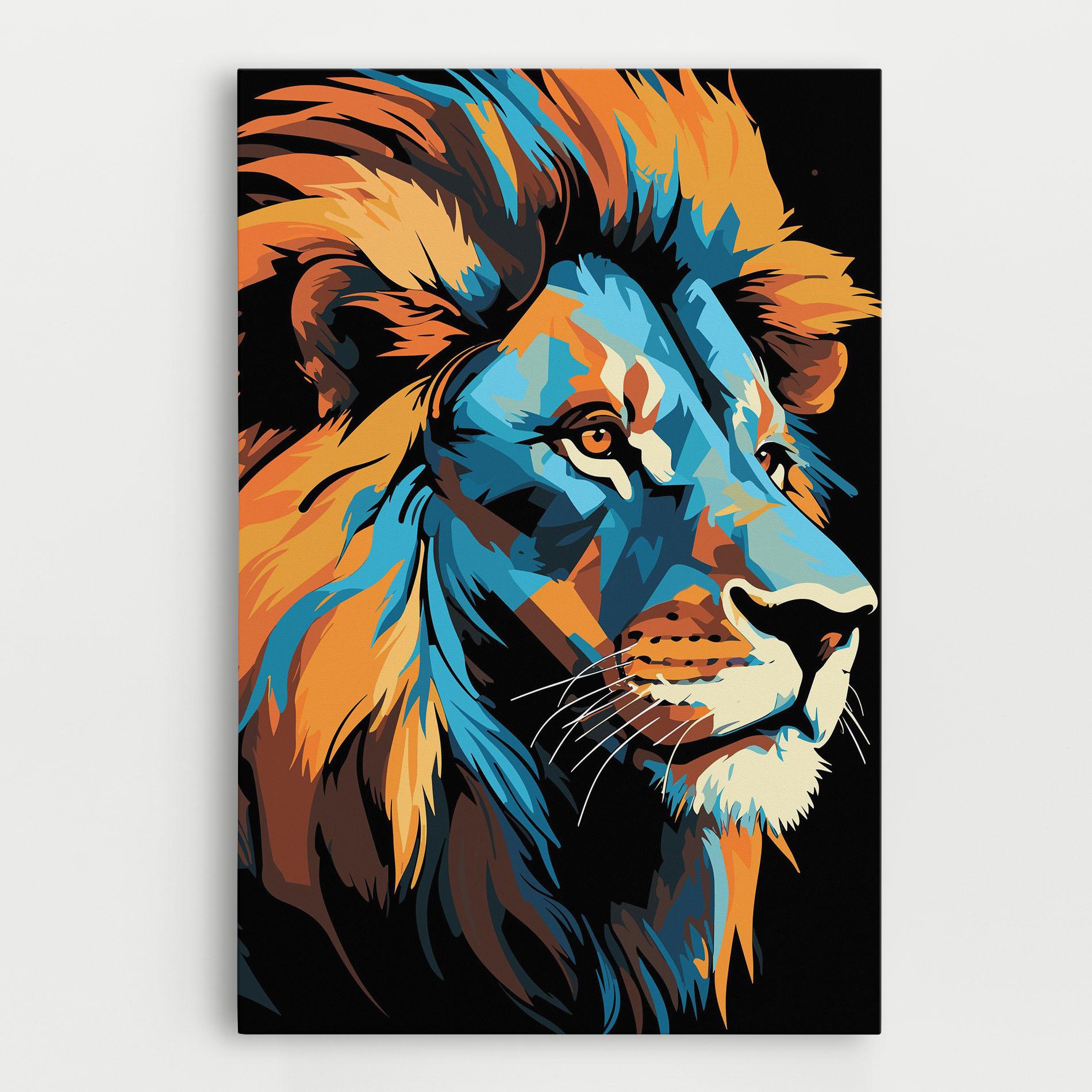 Tablou Canvas Blue Yellow Lion mockup 0