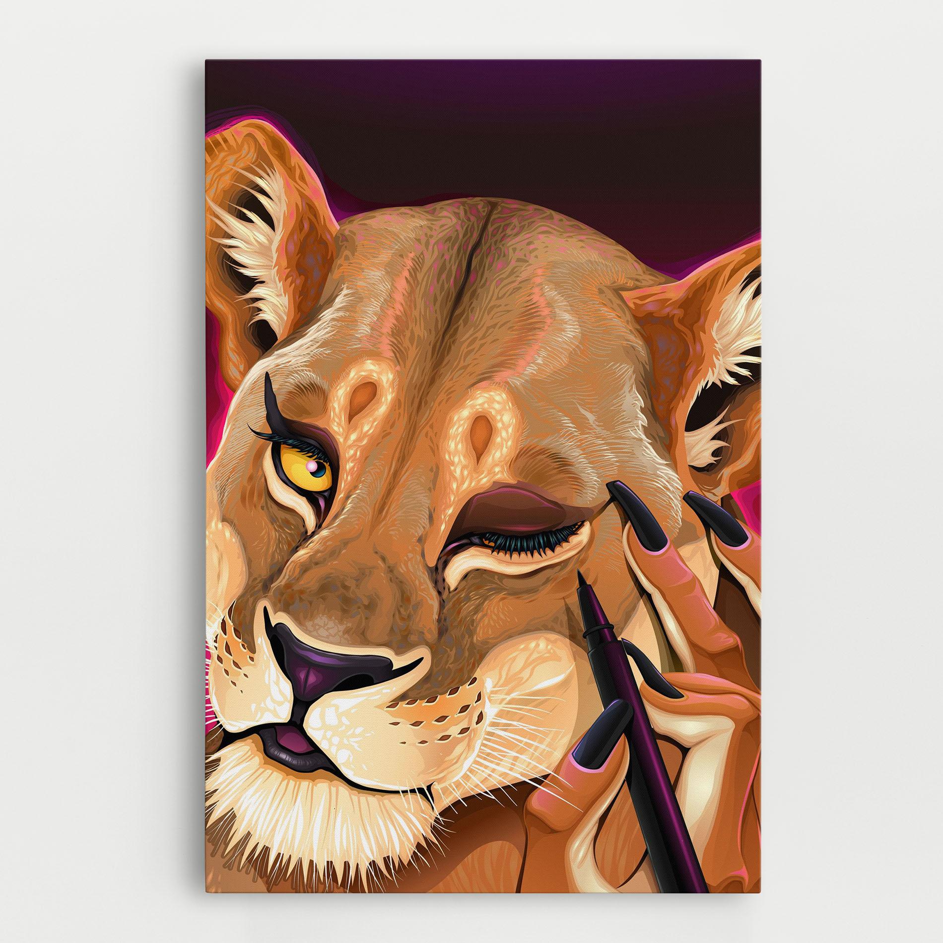Tablou Canvas Female Lion Makeup mockup 0