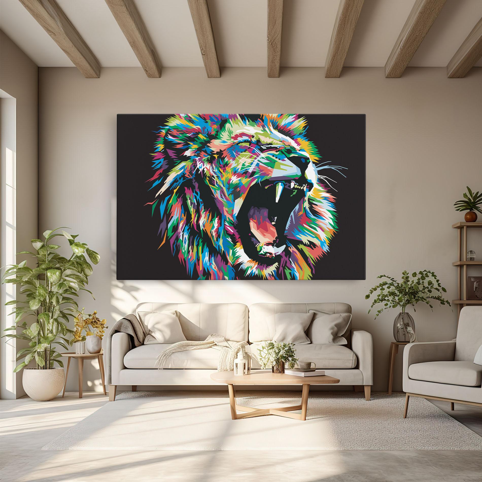 Tablou Canvas Green Blue Lion mockup 6