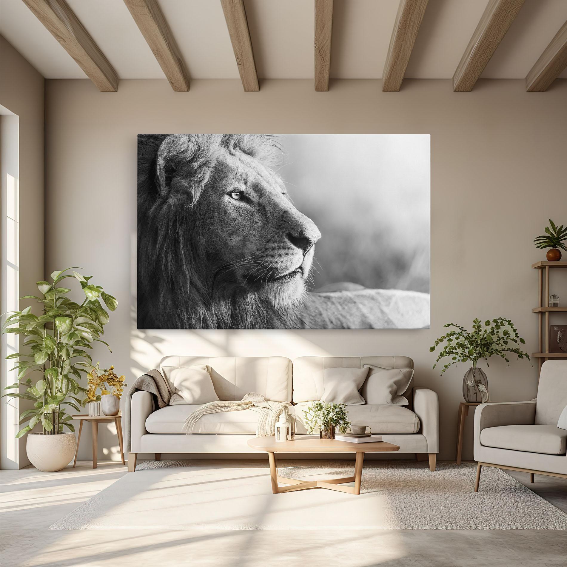 Tablou Canvas Grey Lion Head mockup 6