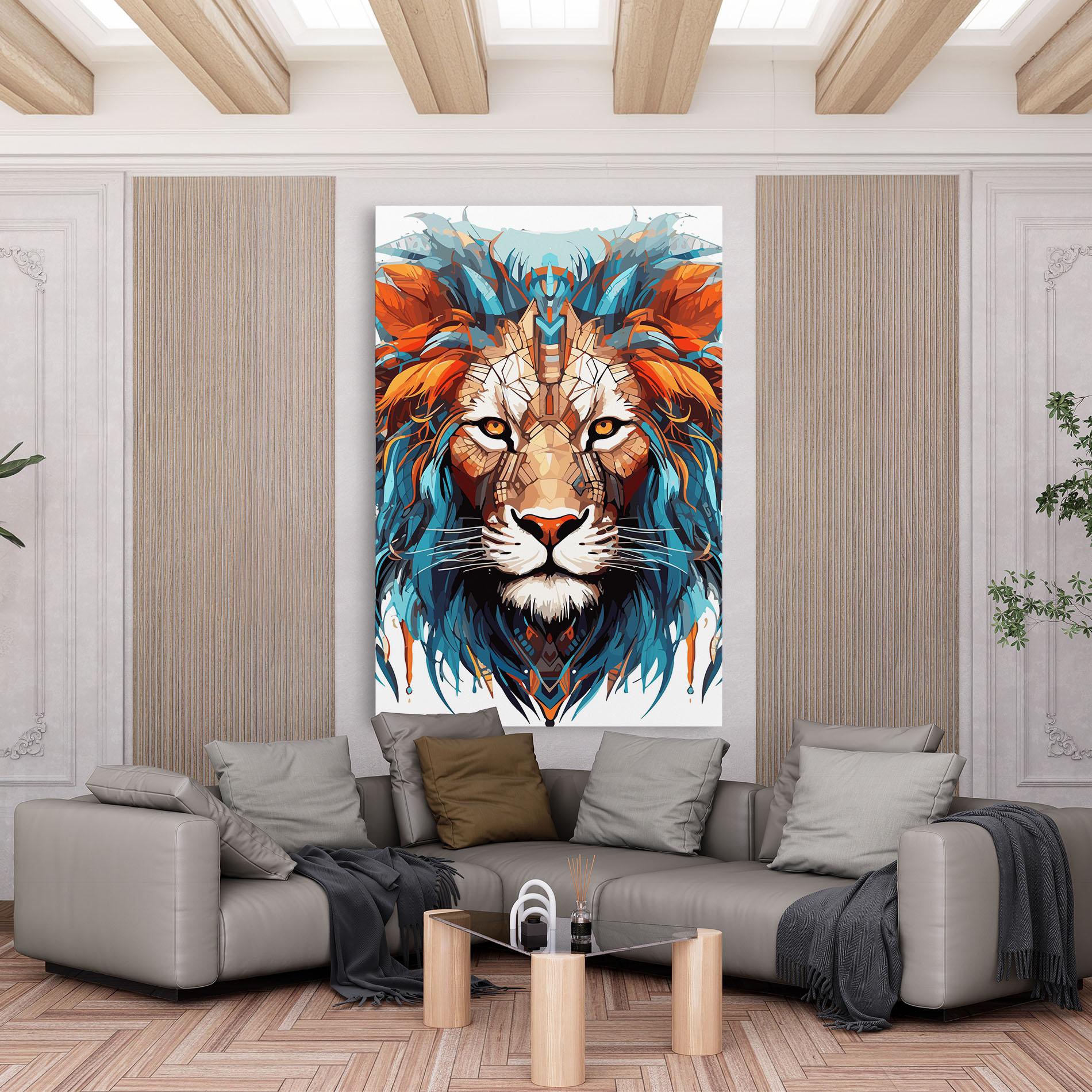 Tablou Canvas Blue Orange Lion mockup 6