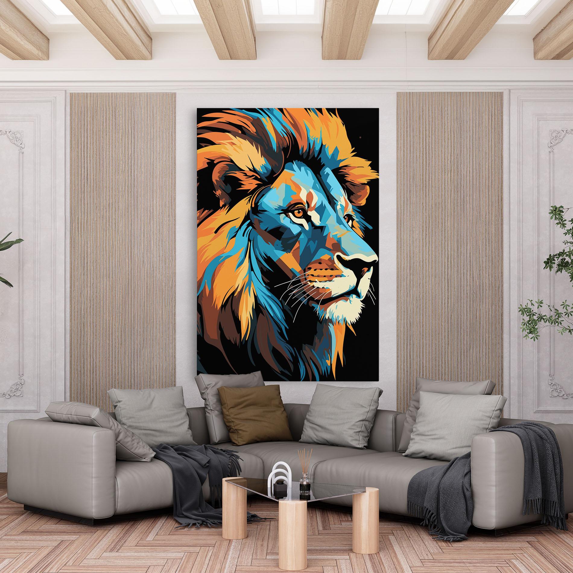 Tablou Canvas Blue Yellow Lion mockup 6