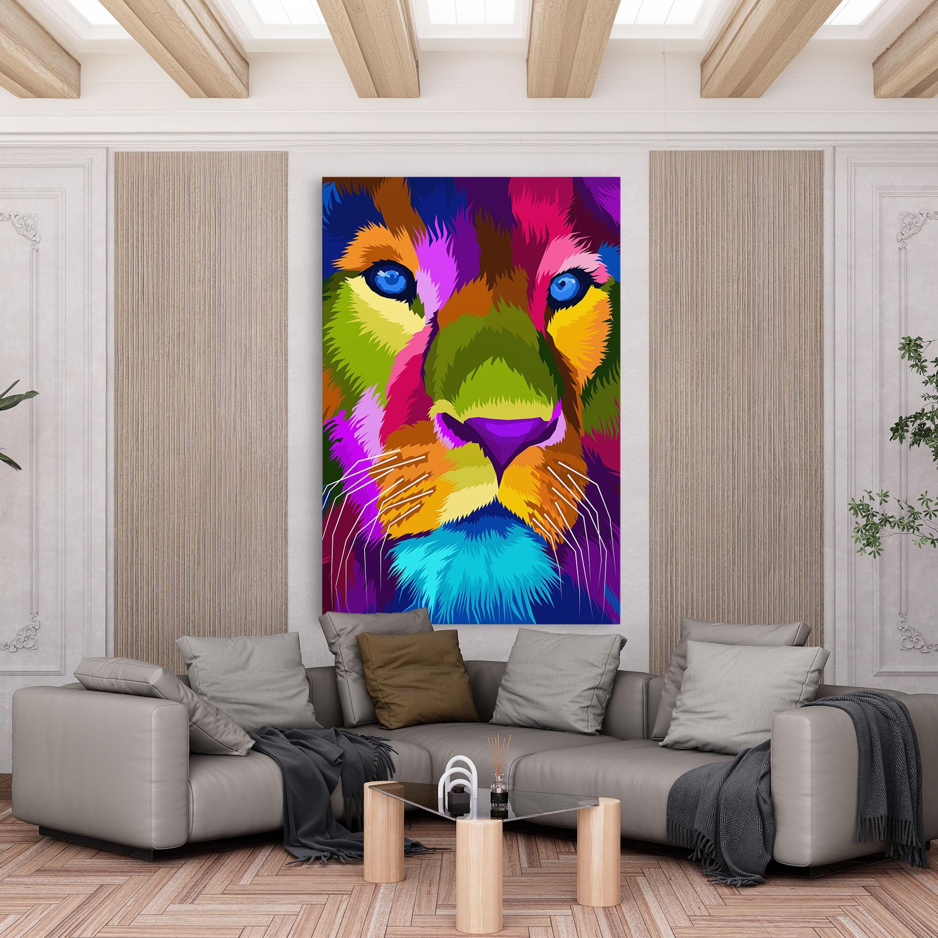 Tablou Canvas Color Lion Close Up mockup 6