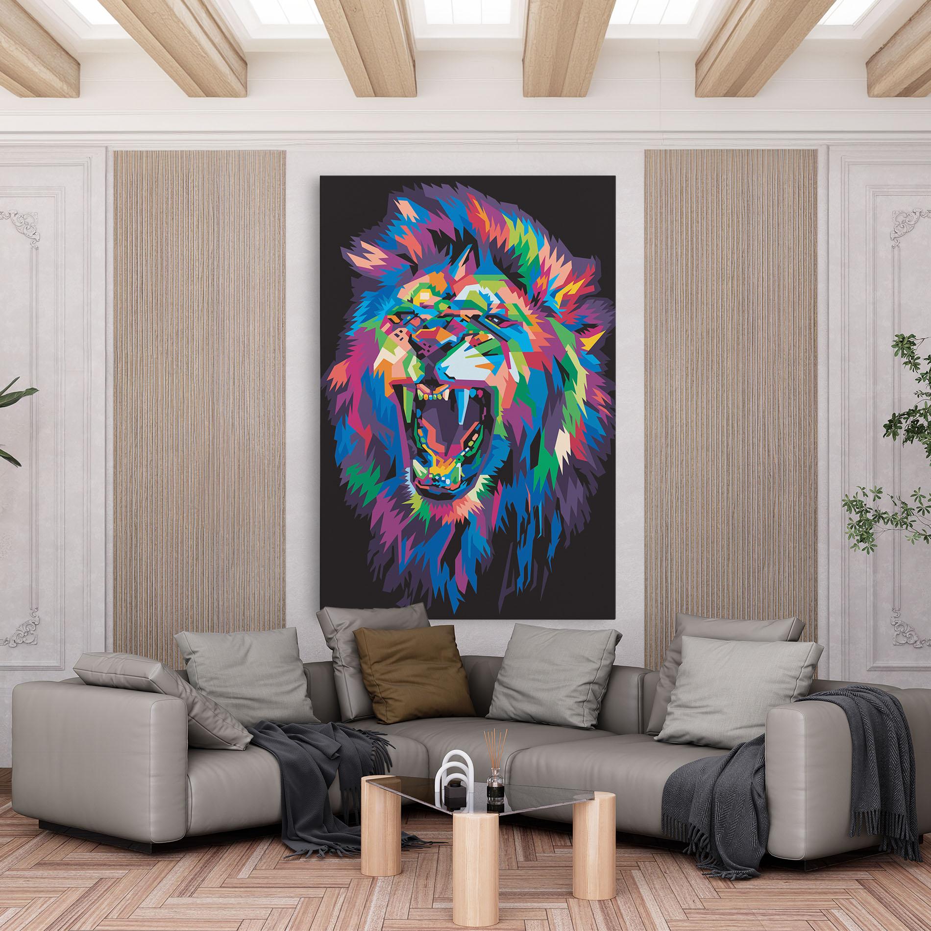 Tablou Canvas Colorful Lion Head mockup 6