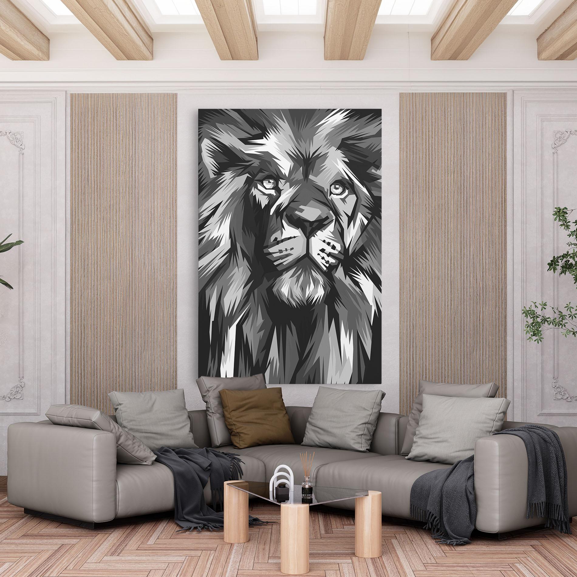 Tablou Canvas Grey Head Lion mockup 6