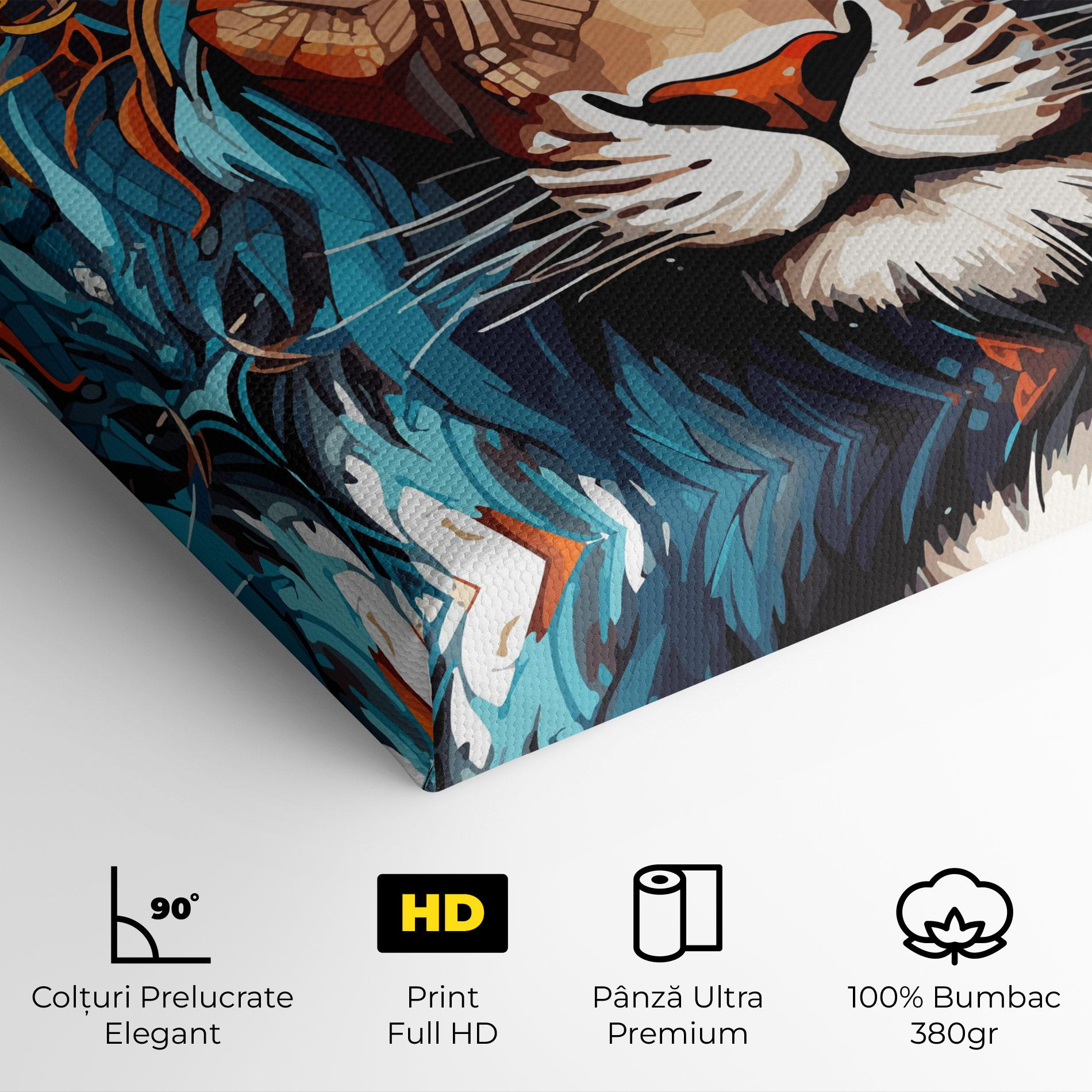 Tablou Canvas Blue Orange Lion mockup 4