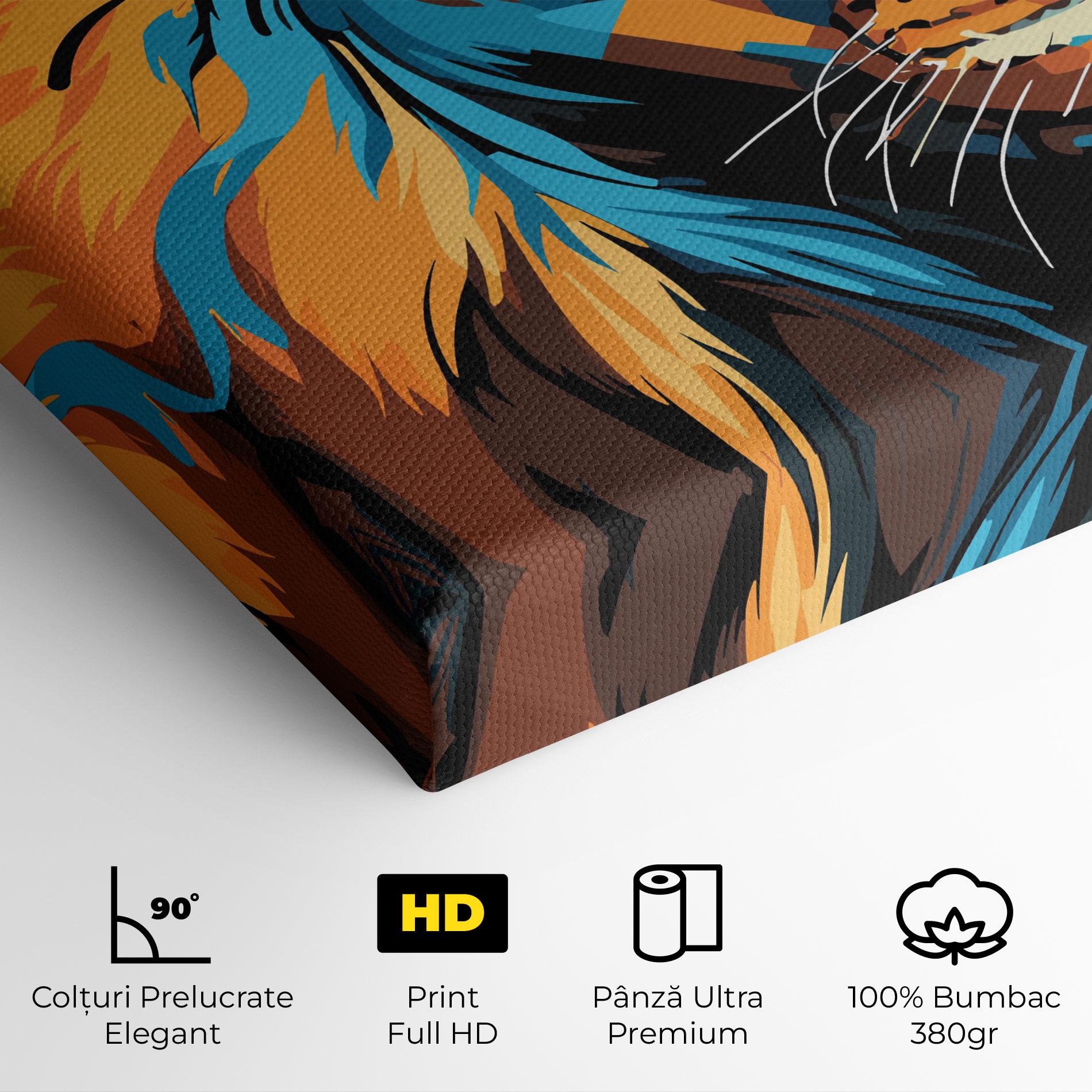 Tablou Canvas Blue Yellow Lion mockup 4