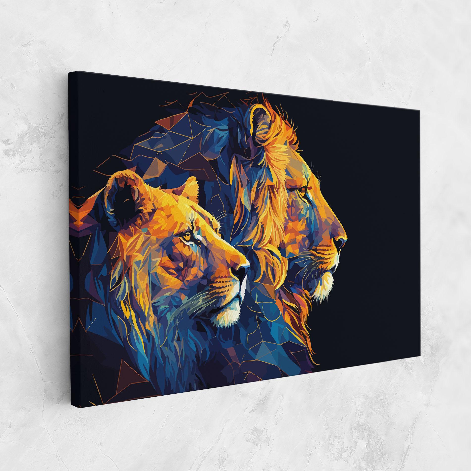 Tablou Canvas Orange Blue Lion mockup 1