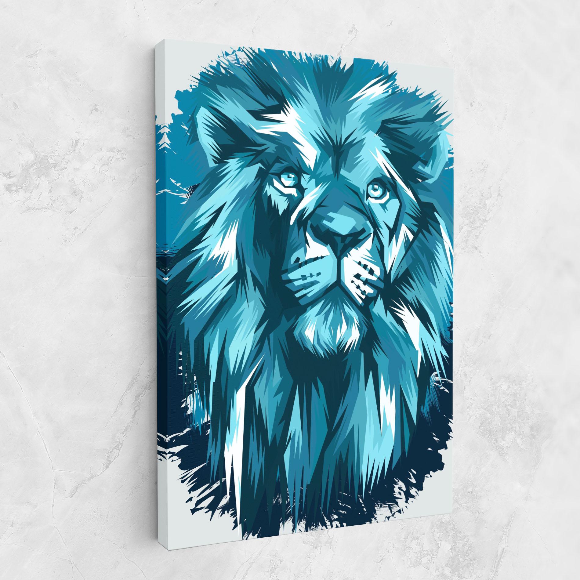 Tablou Canvas Blue Lion Head mockup 1