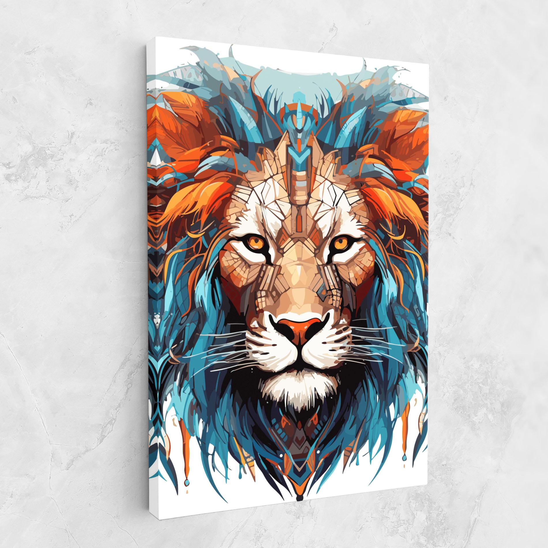 Tablou Canvas Blue Orange Lion mockup 1