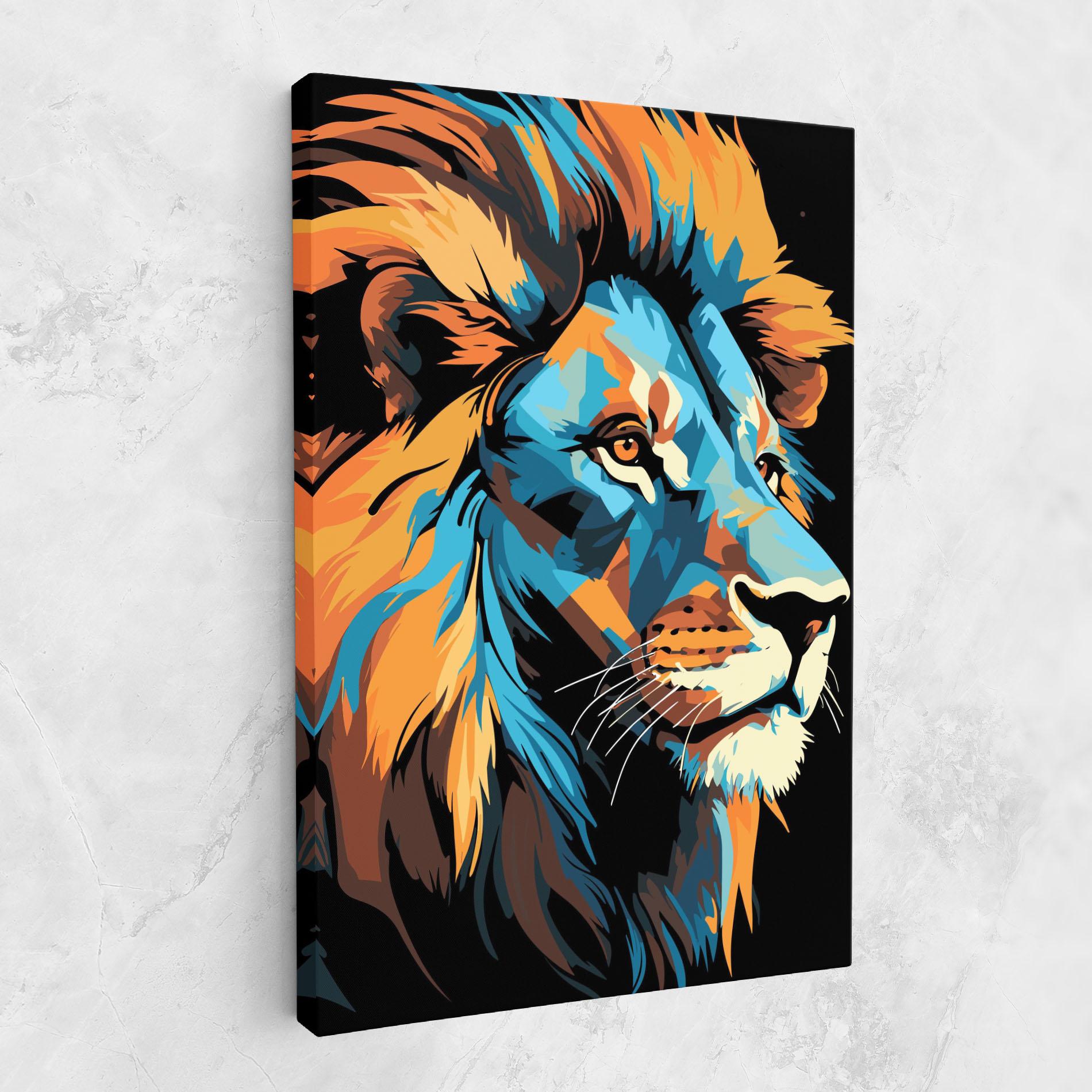 Tablou Canvas Blue Yellow Lion mockup 1