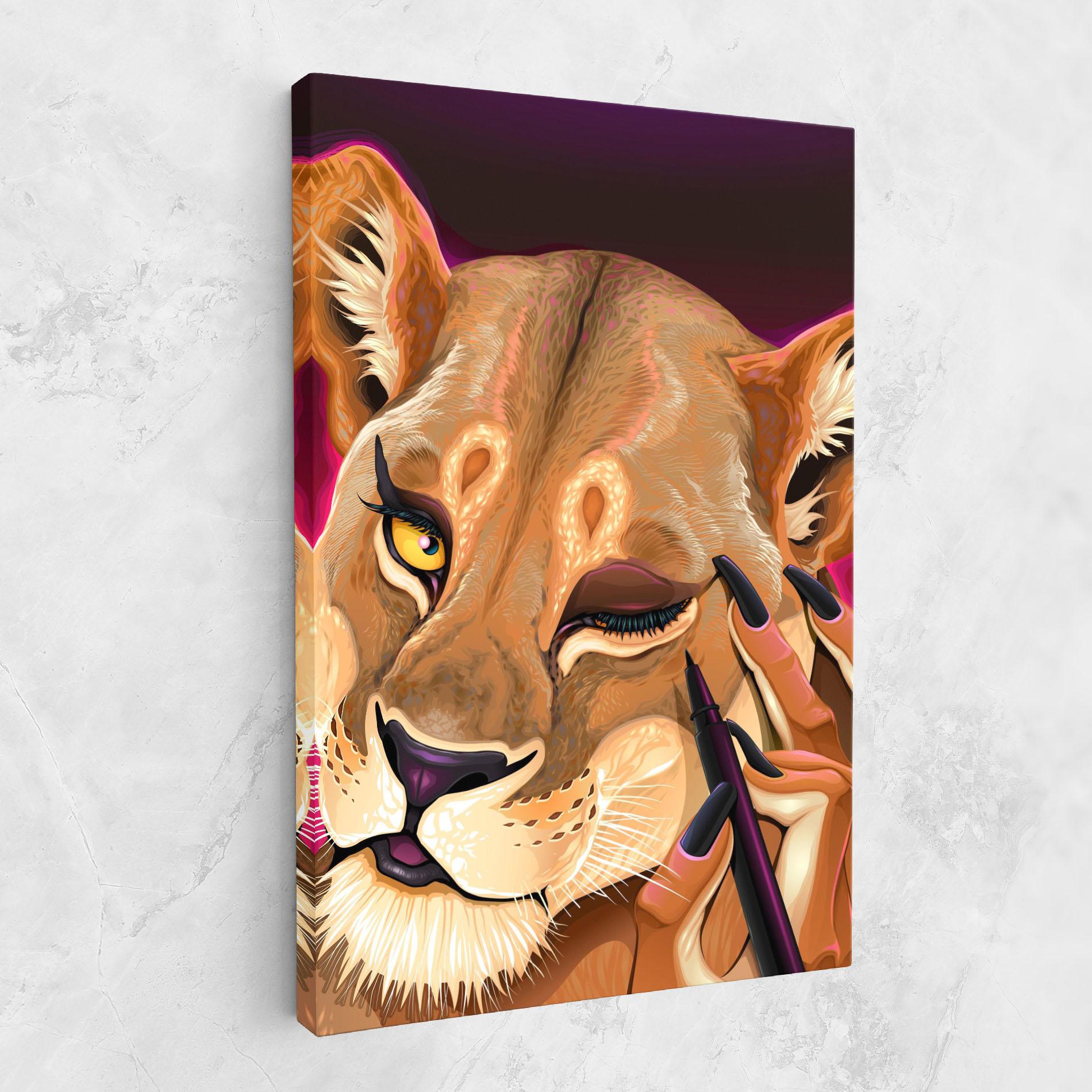 Tablou Canvas Female Lion Makeup mockup 1