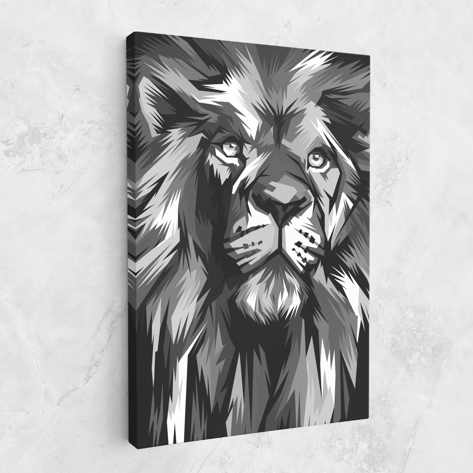Tablou Canvas Grey Head Lion mockup 1