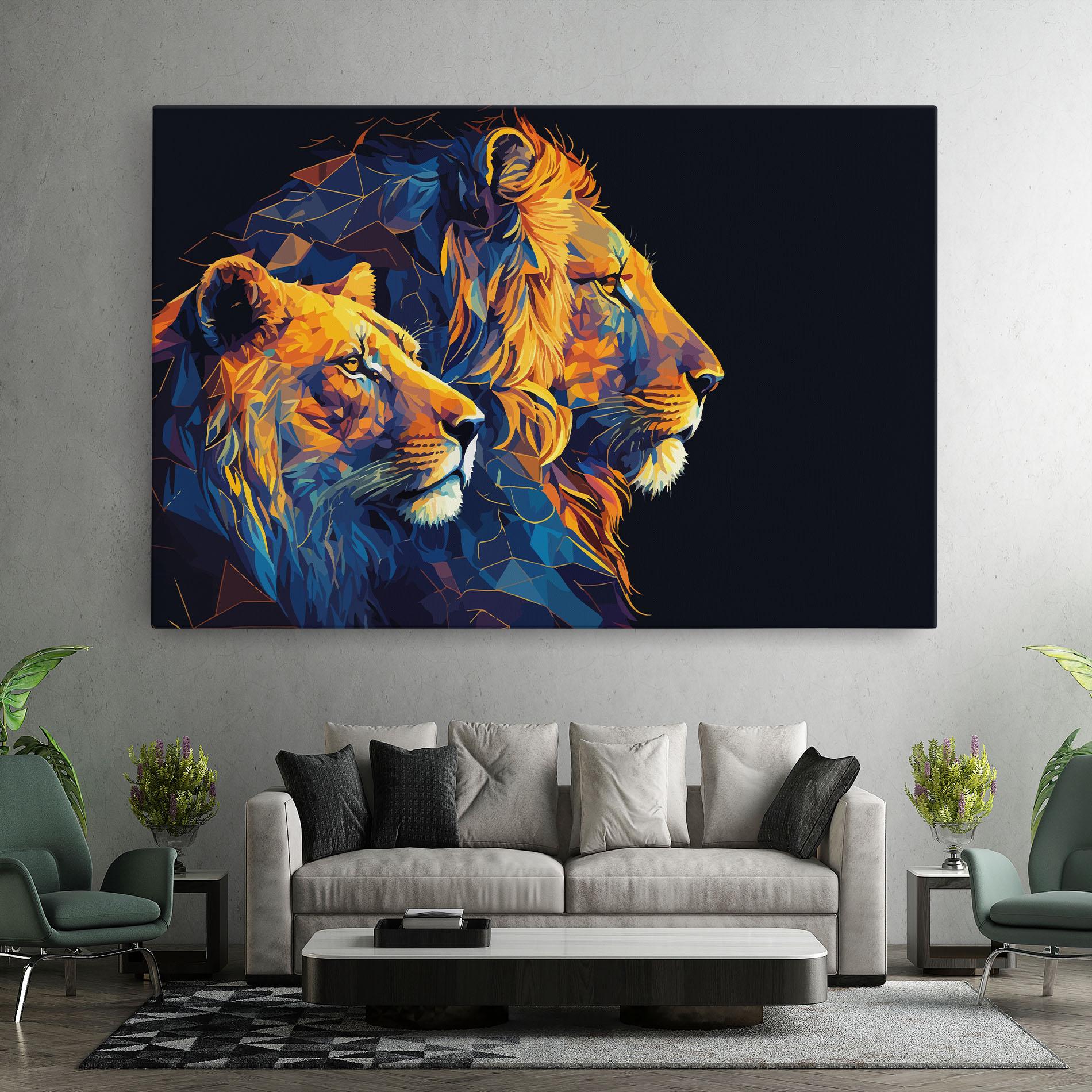Tablou Canvas Orange Blue Lion mockup 7