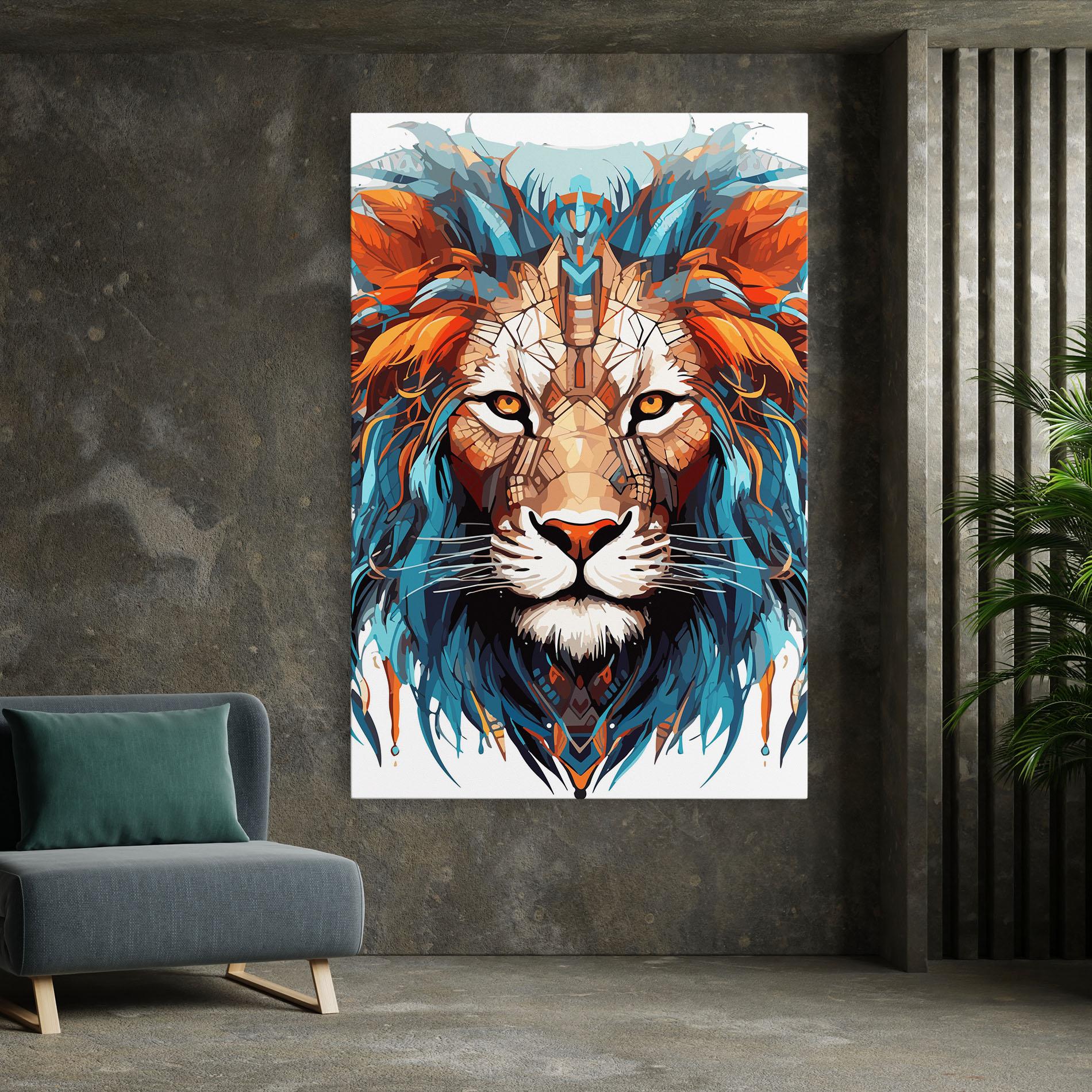 Tablou Canvas Blue Orange Lion mockup 7