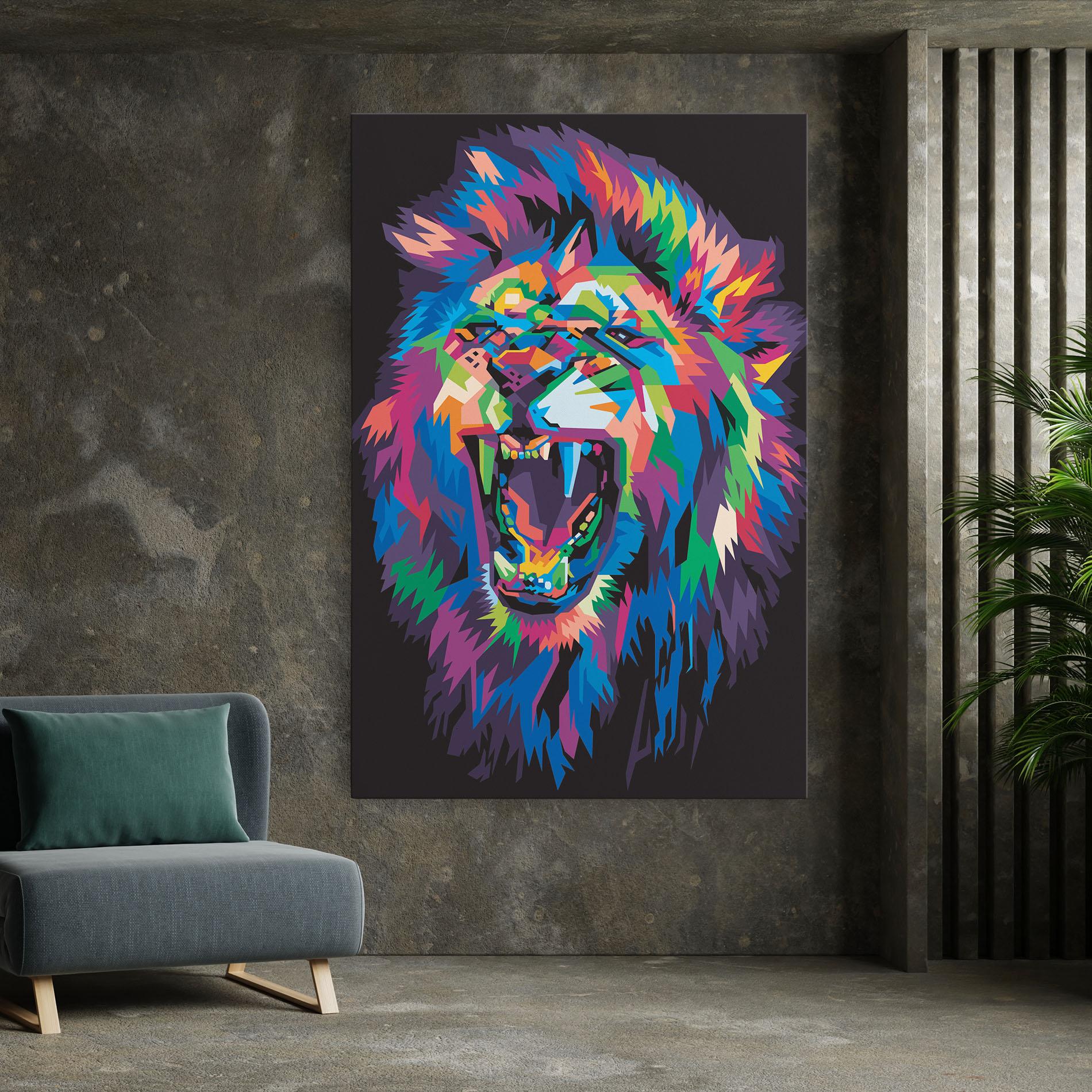Tablou Canvas Colorful Lion Head mockup 7