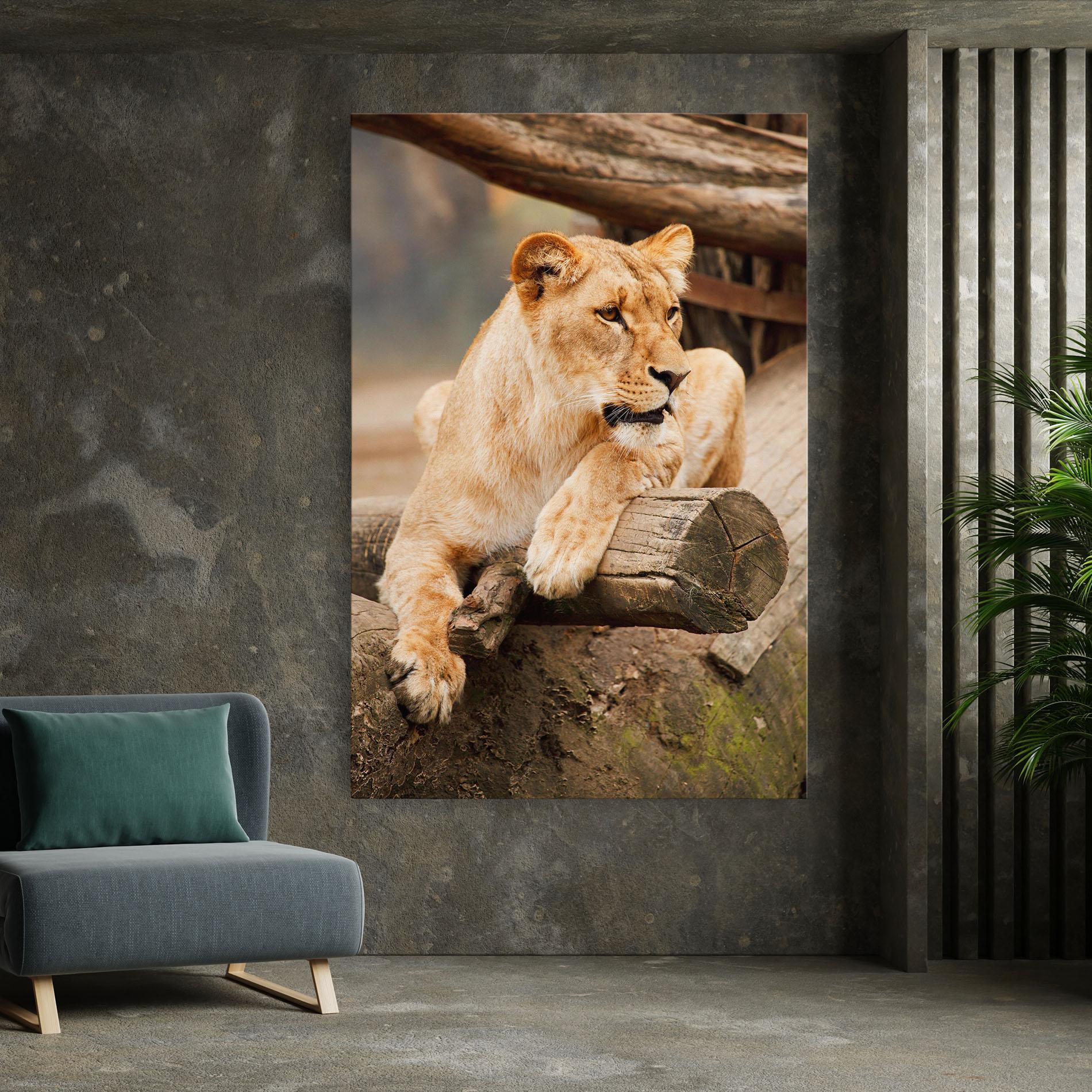 Tablou Canvas Female Lion Sitting mockup 7