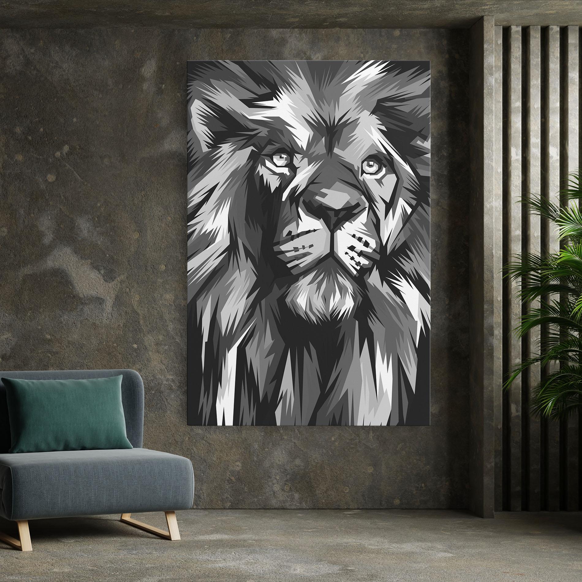 Tablou Canvas Grey Head Lion mockup 7