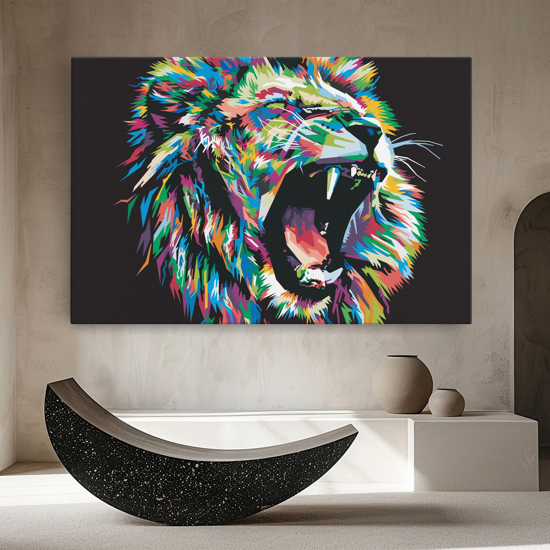 Tablou Canvas Green Blue Lion mockup 8