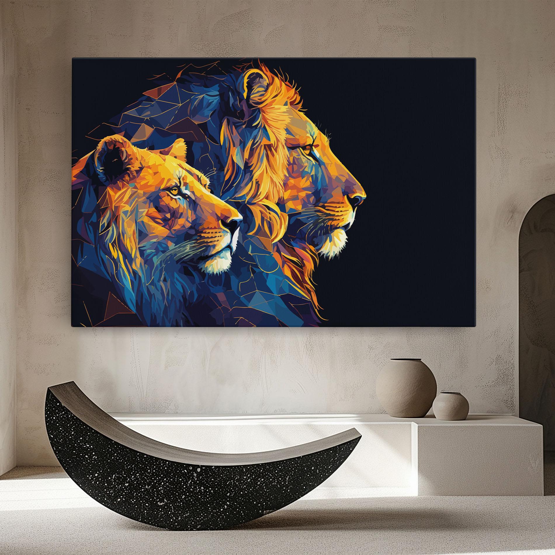 Tablou Canvas Orange Blue Lion mockup 8
