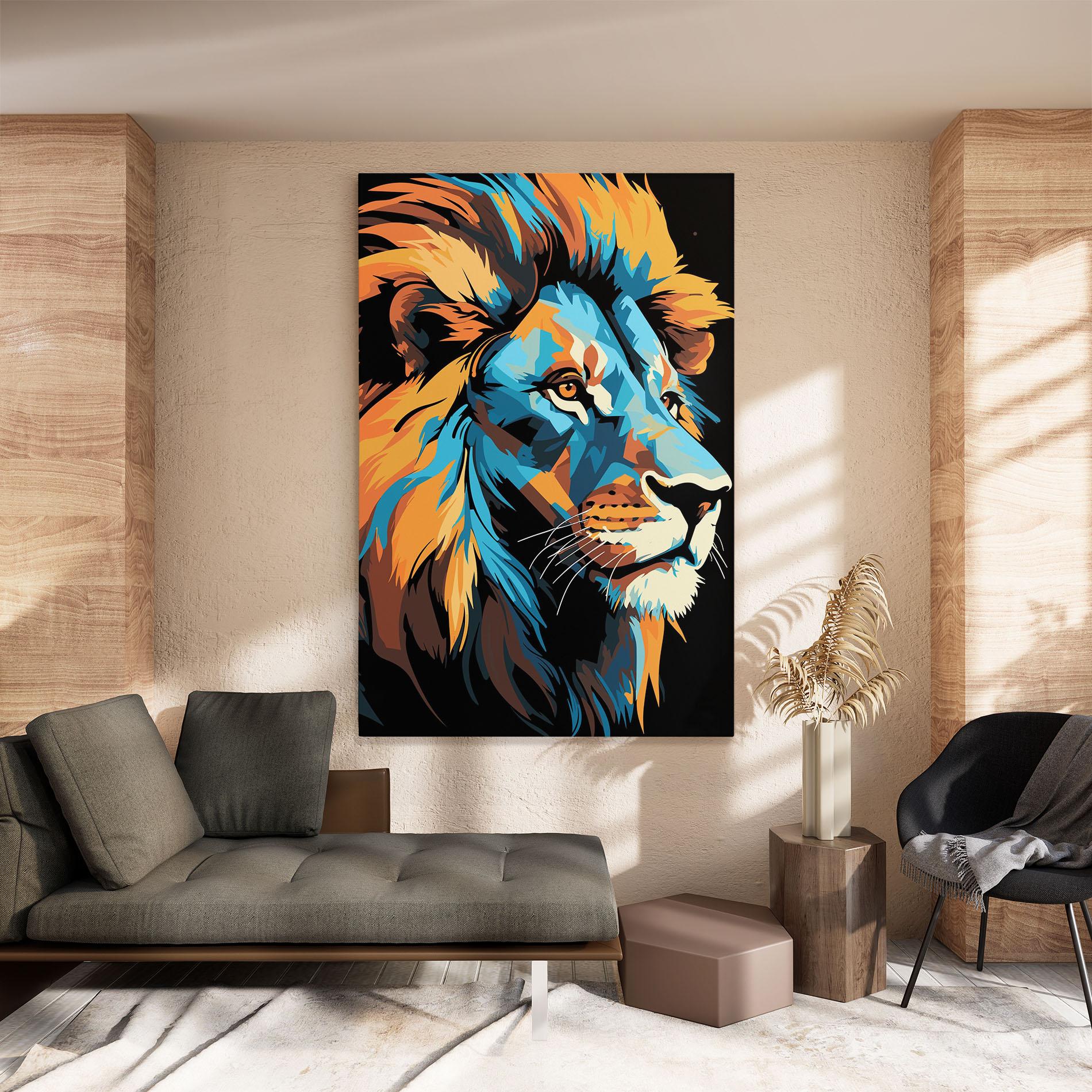 Tablou Canvas Blue Yellow Lion mockup 8