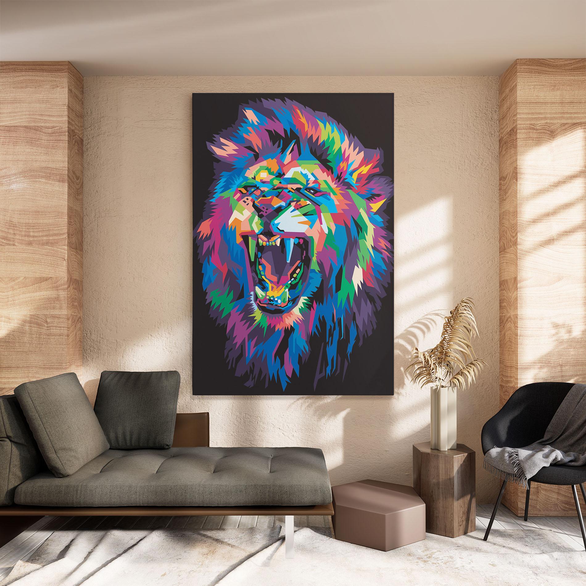 Tablou Canvas Colorful Lion Head mockup 8