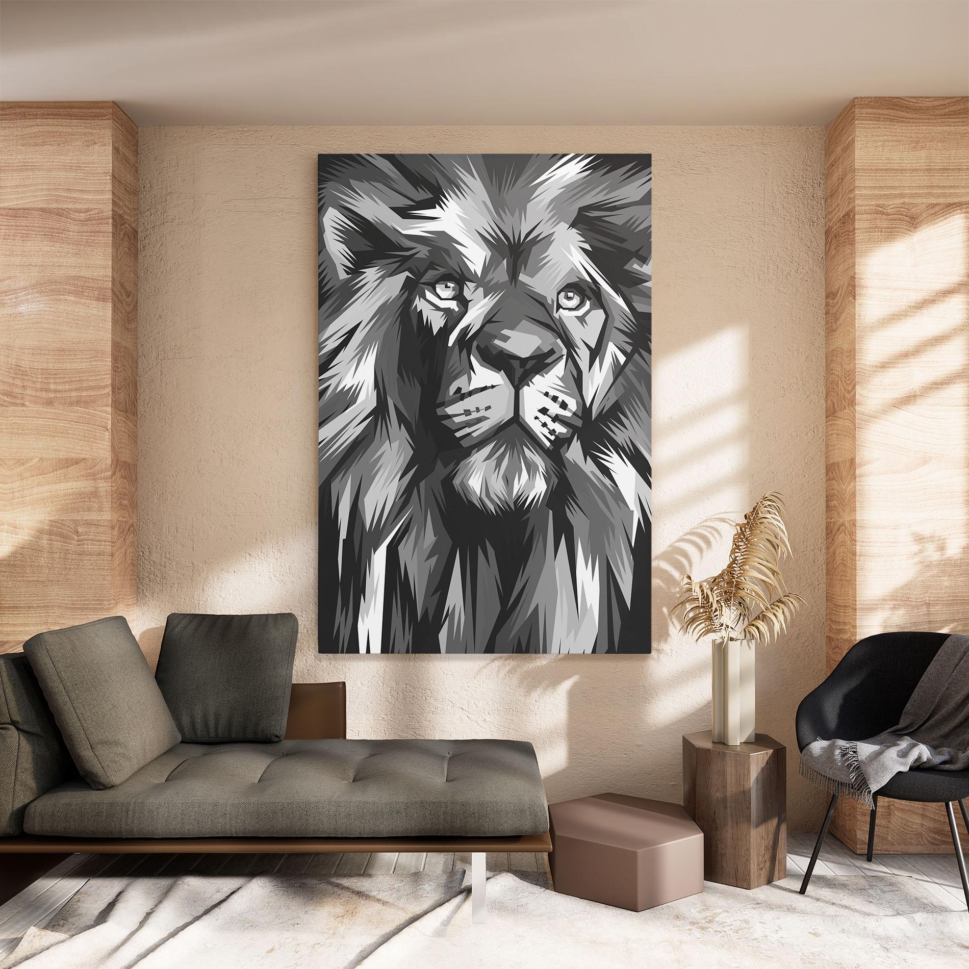 Tablou Canvas Grey Head Lion mockup 8