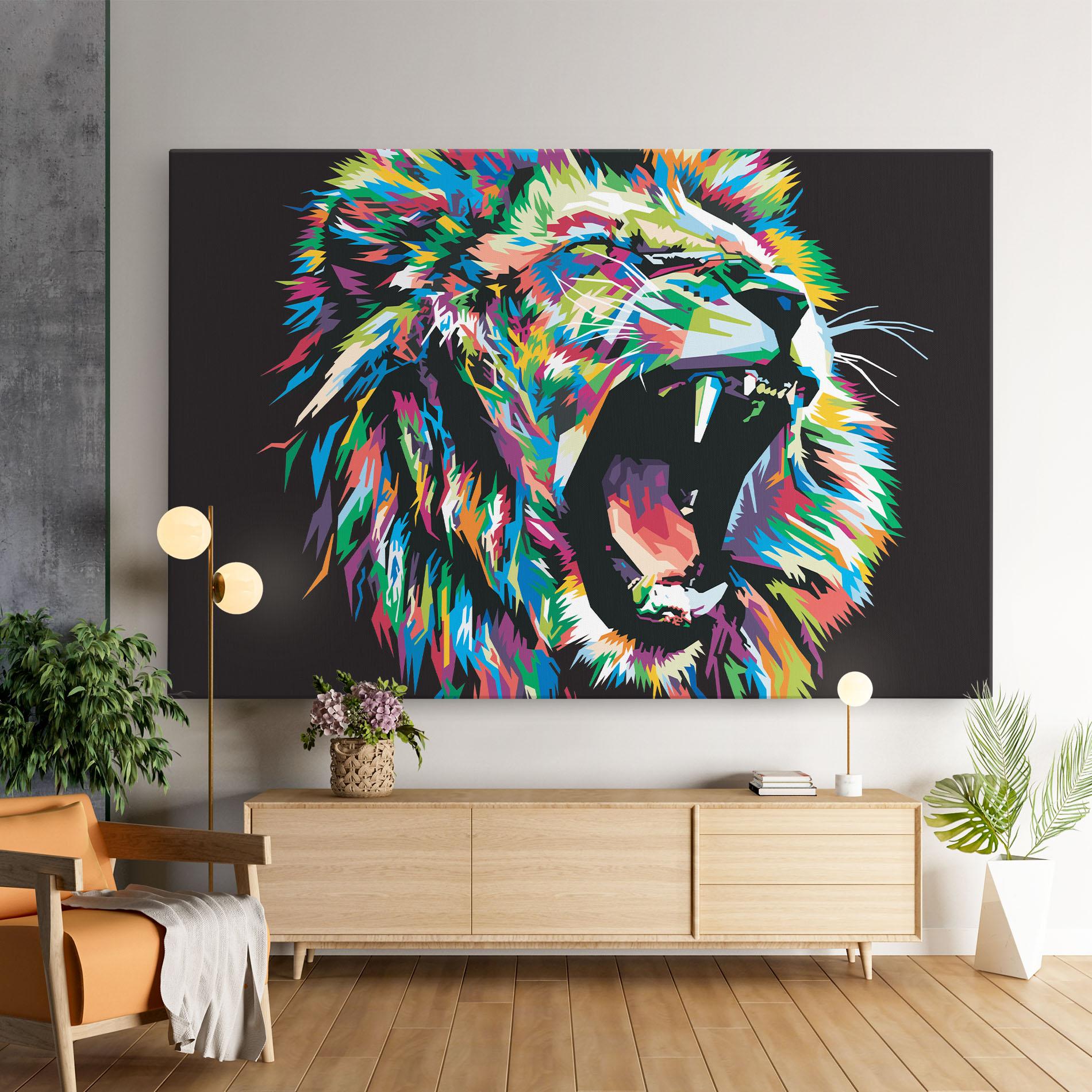 Tablou Canvas Green Blue Lion mockup 9