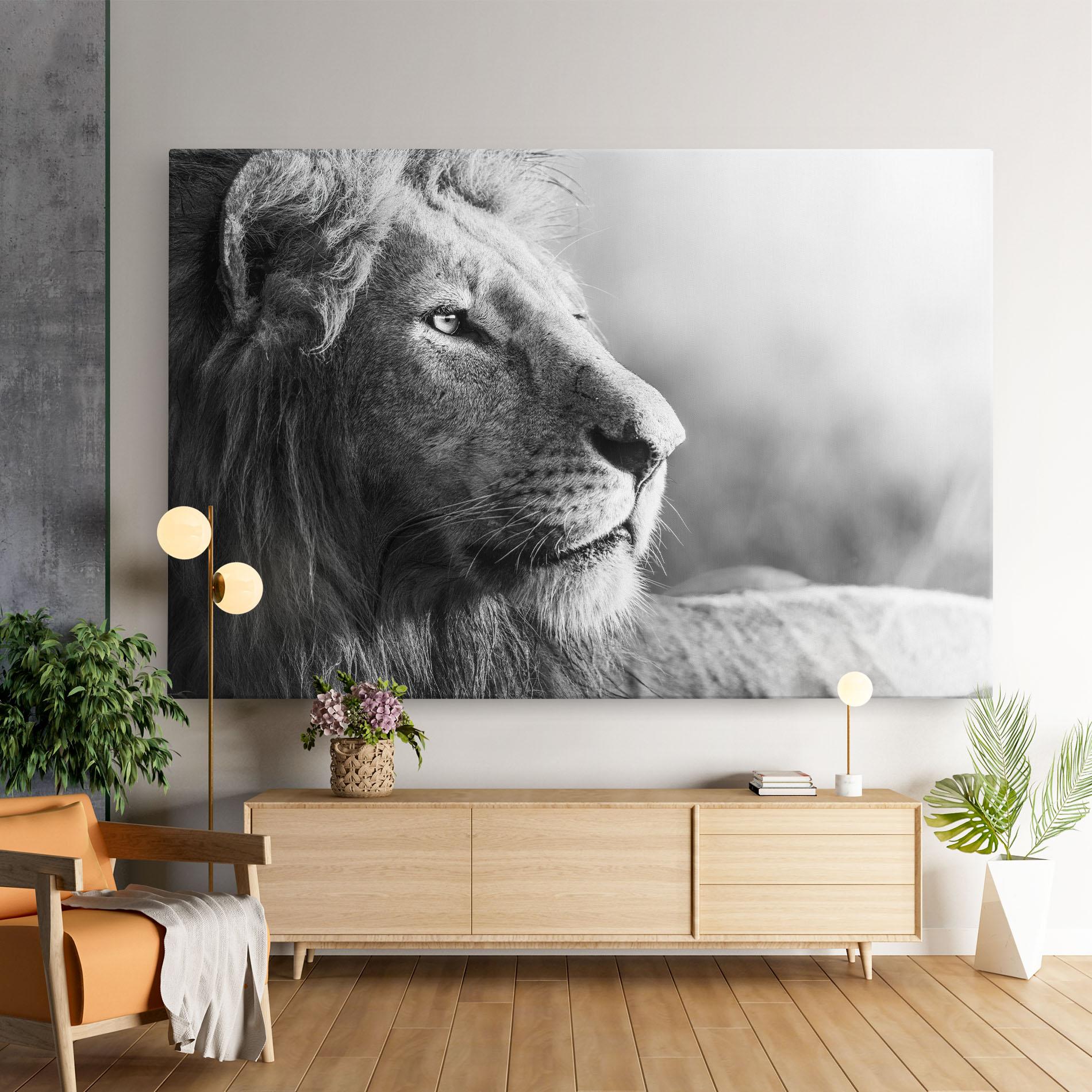 Tablou Canvas Grey Lion Head mockup 9