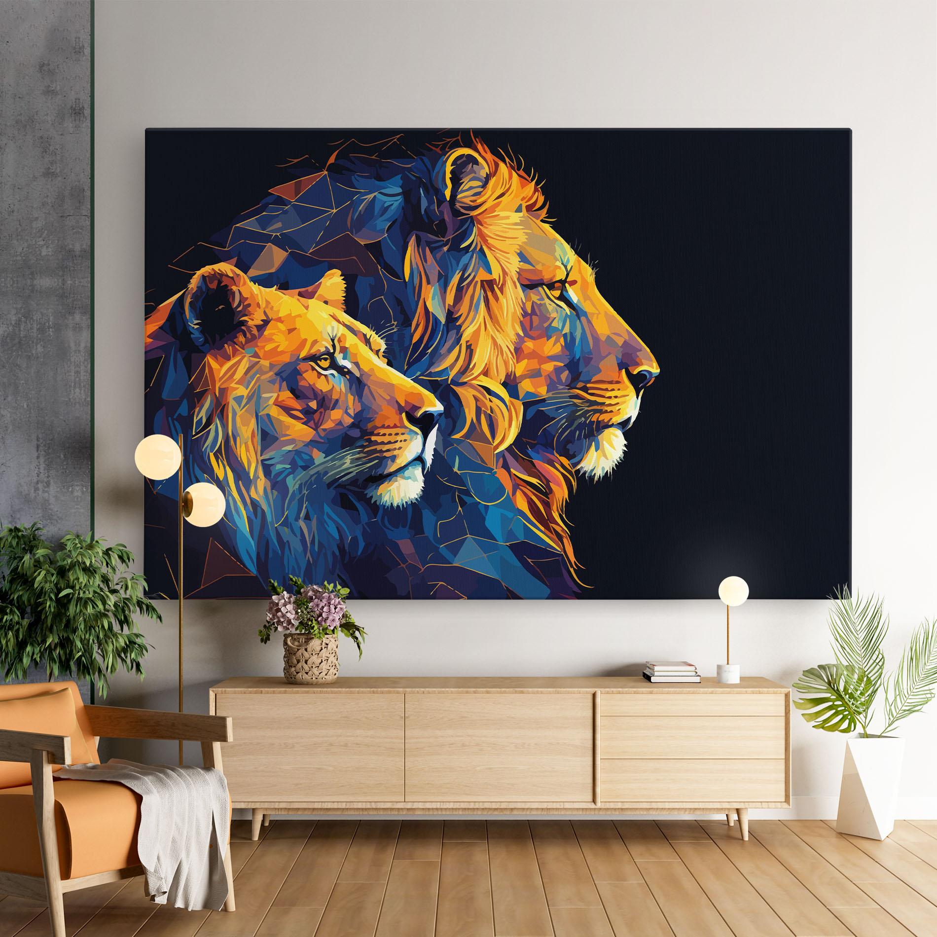 Tablou Canvas Orange Blue Lion mockup 9