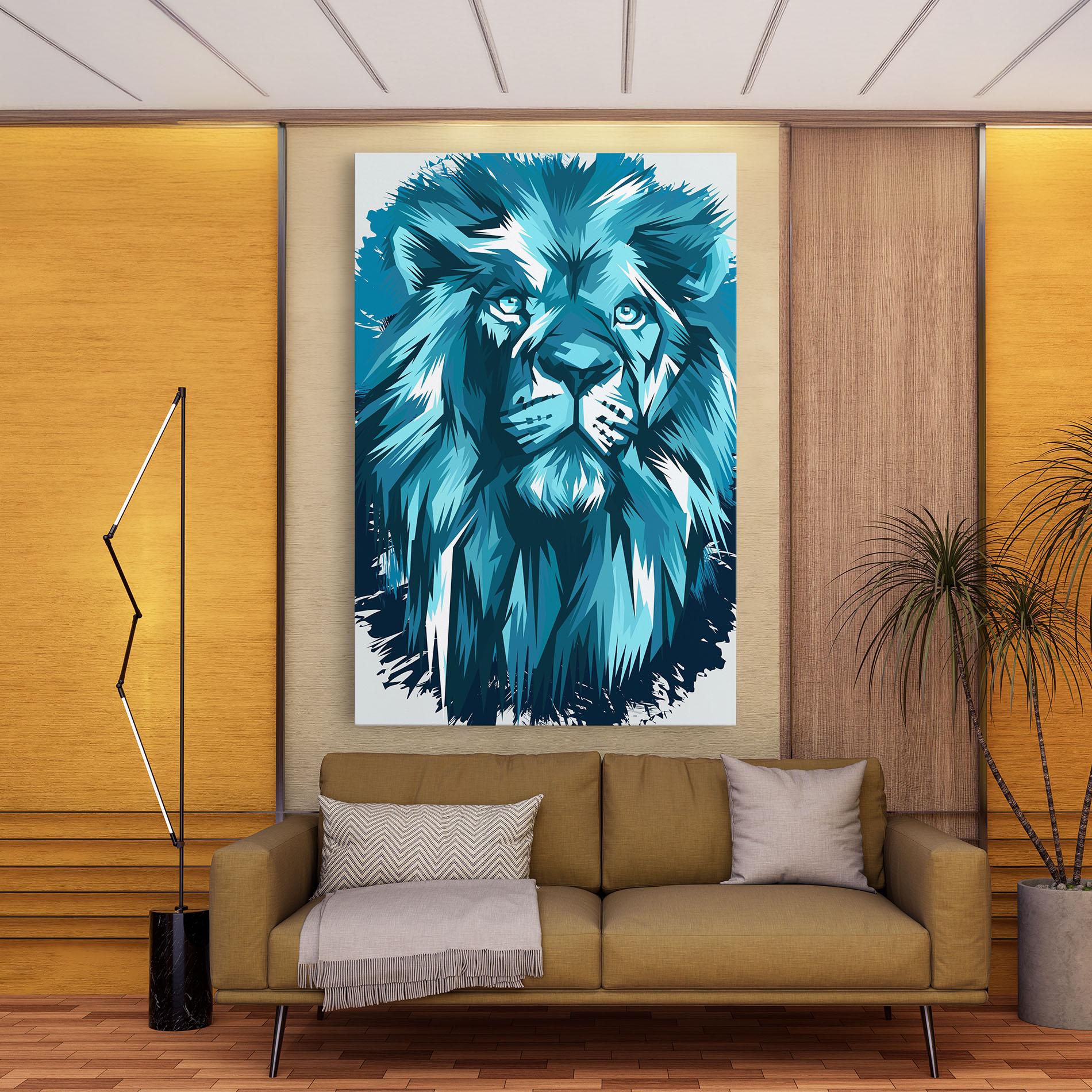 Tablou Canvas Blue Lion Head mockup 9