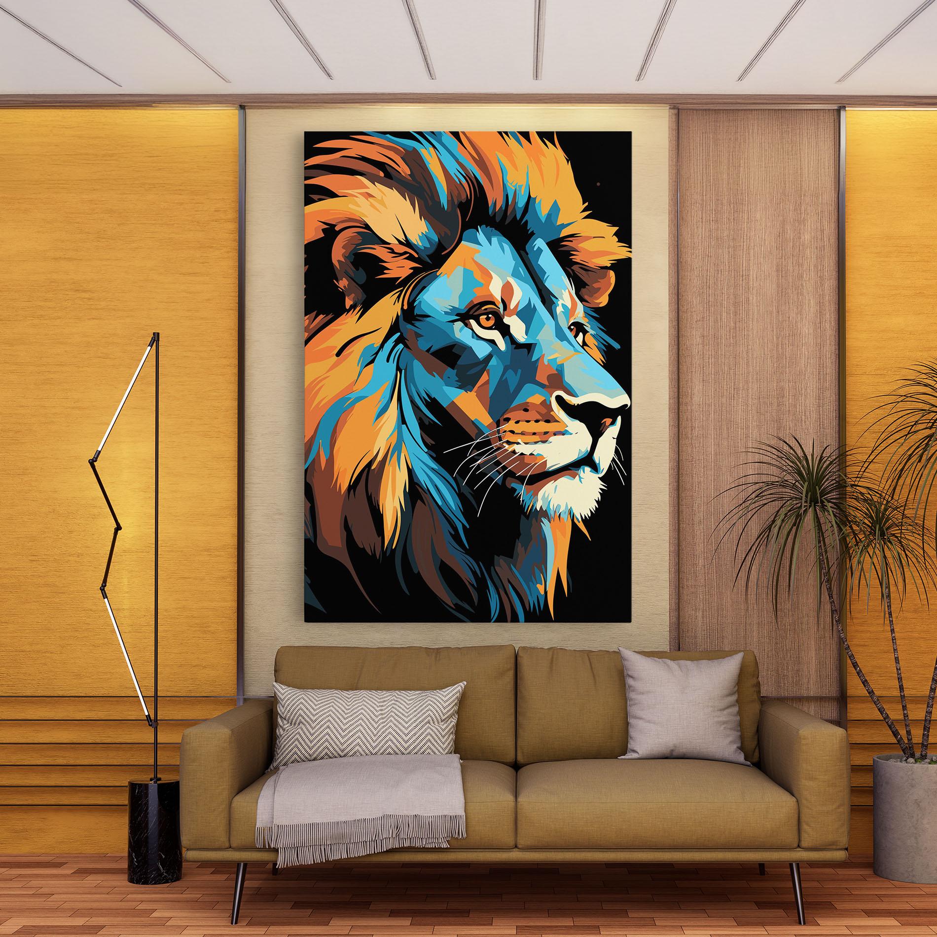 Tablou Canvas Blue Yellow Lion mockup 9
