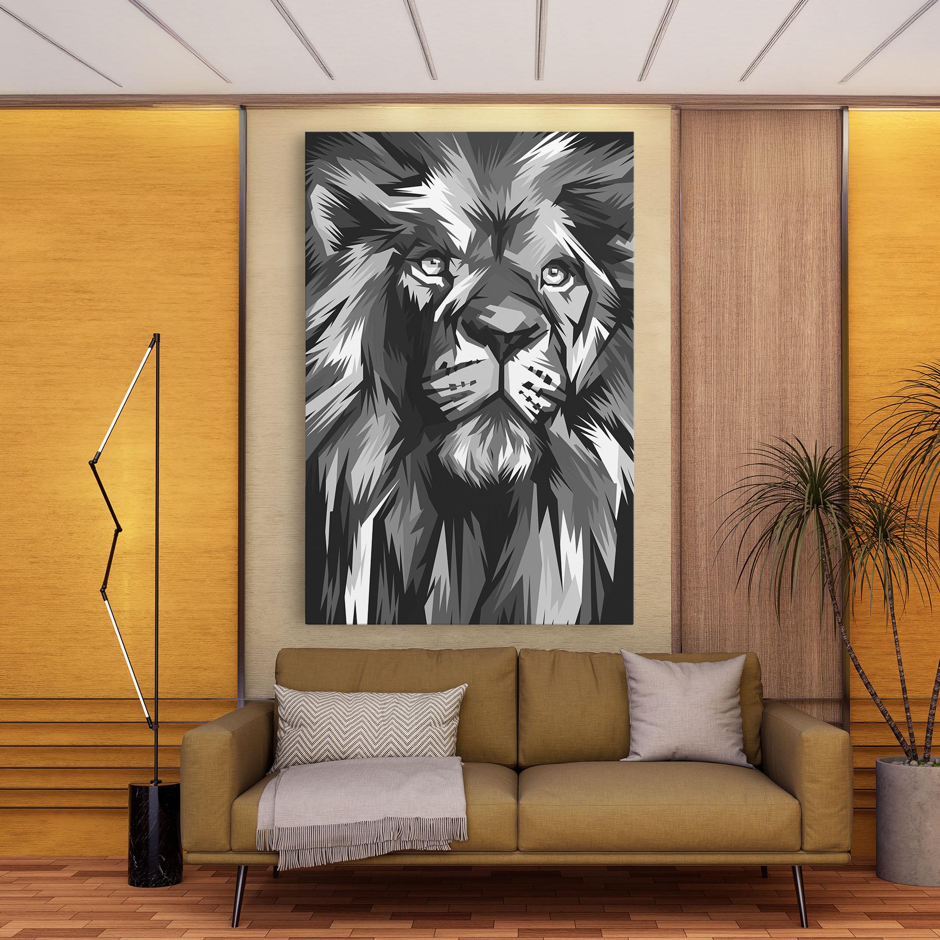 Tablou Canvas Grey Head Lion mockup 9