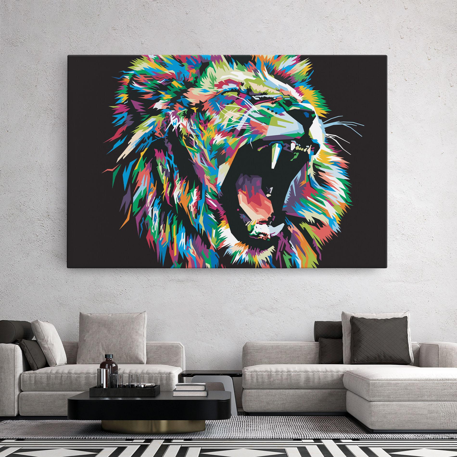 Tablou Canvas Green Blue Lion mockup 2
