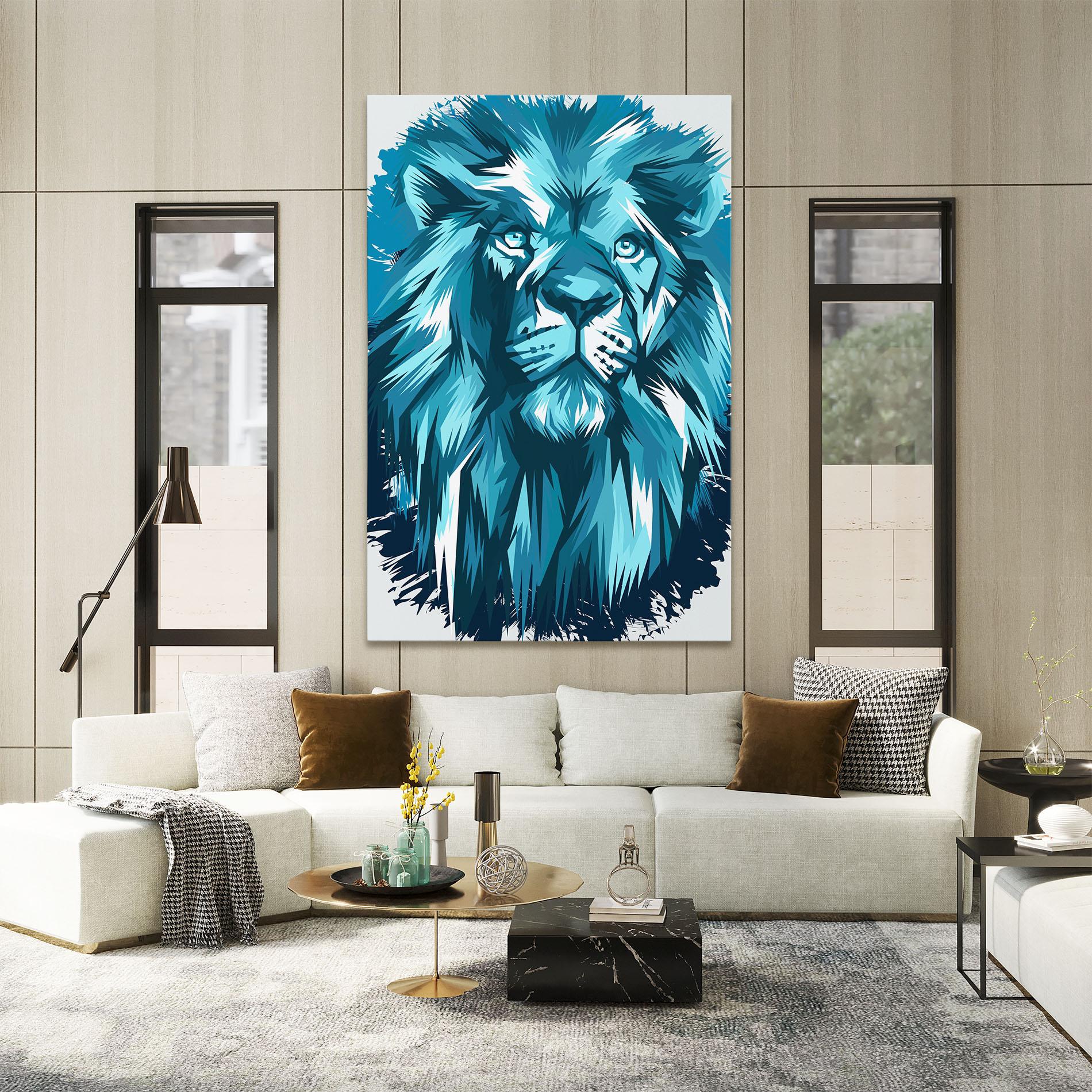Tablou Canvas Blue Lion Head mockup 2