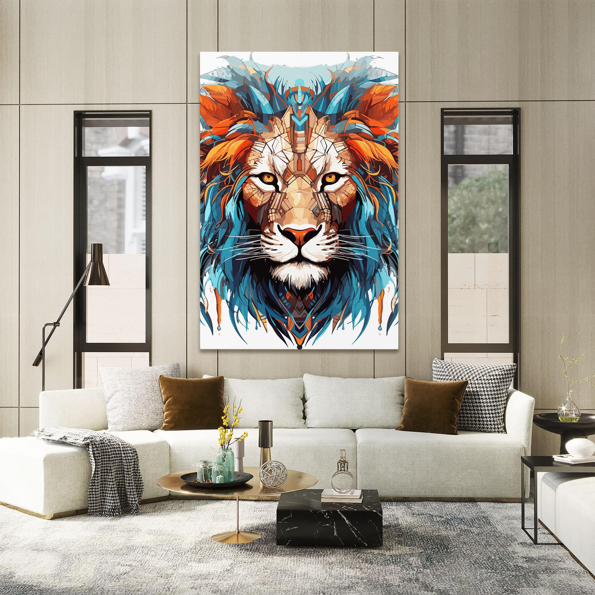 Tablou Canvas Blue Orange Lion mockup 2