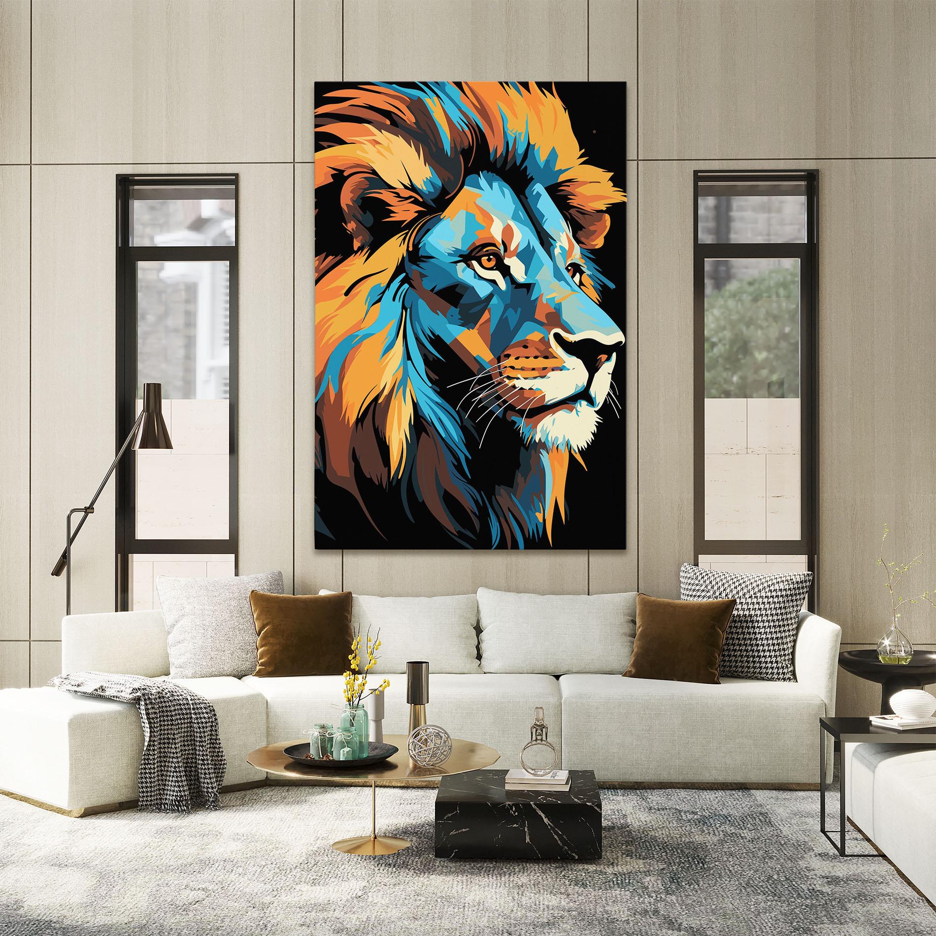 Tablou Canvas Blue Yellow Lion mockup 2
