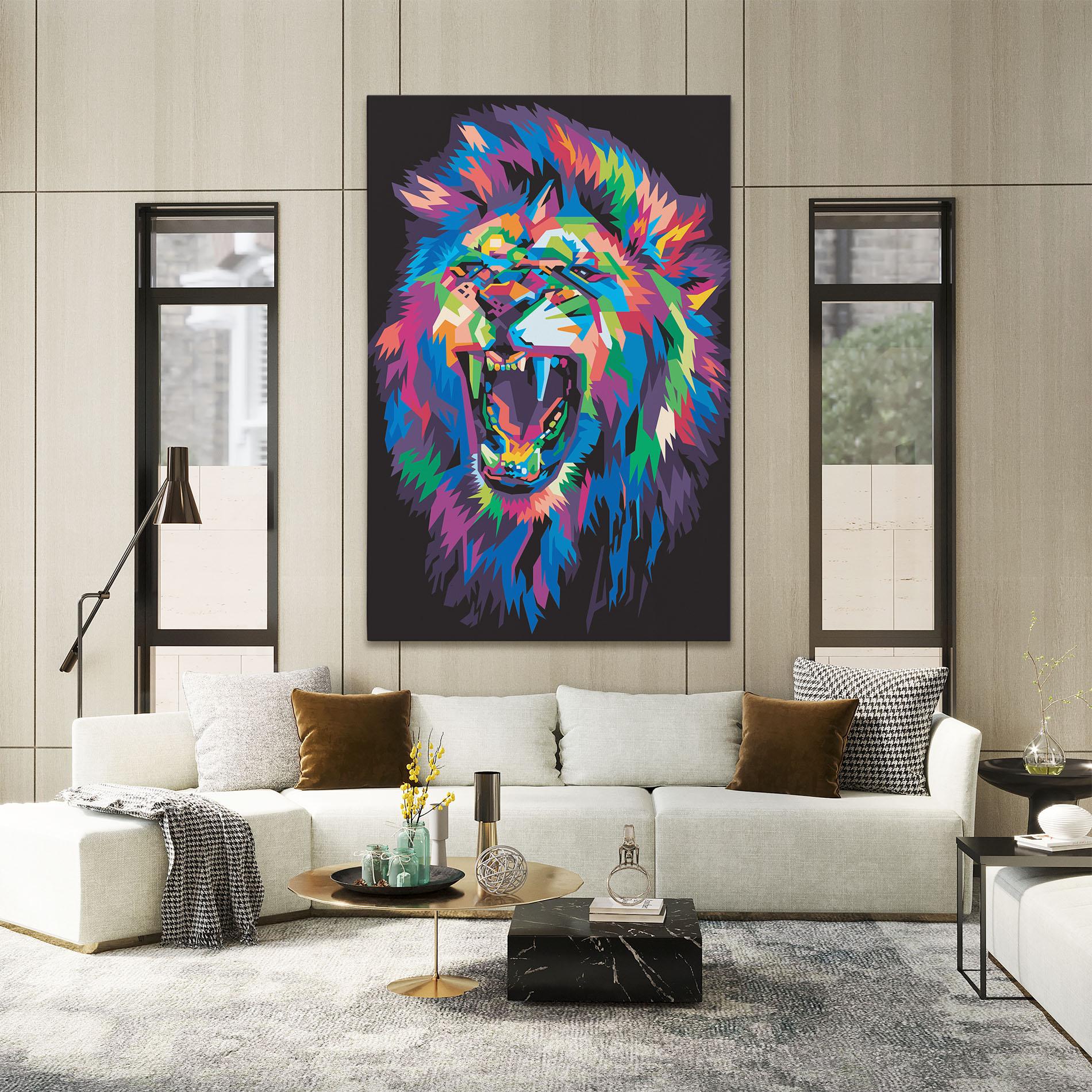 Tablou Canvas Colorful Lion Head mockup 2